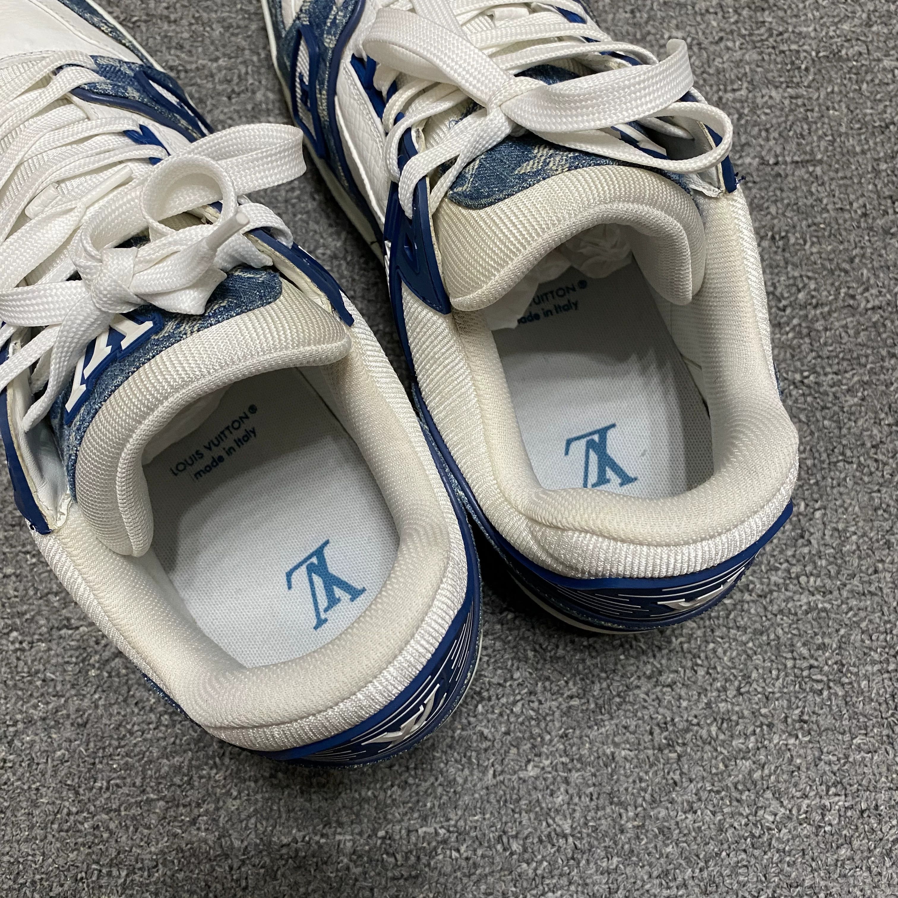 Louis Vuitton Louis Vuitton LV Trainer White Blue Denim Size US 10.5 / EU 43-44 - 6 Thumbnail