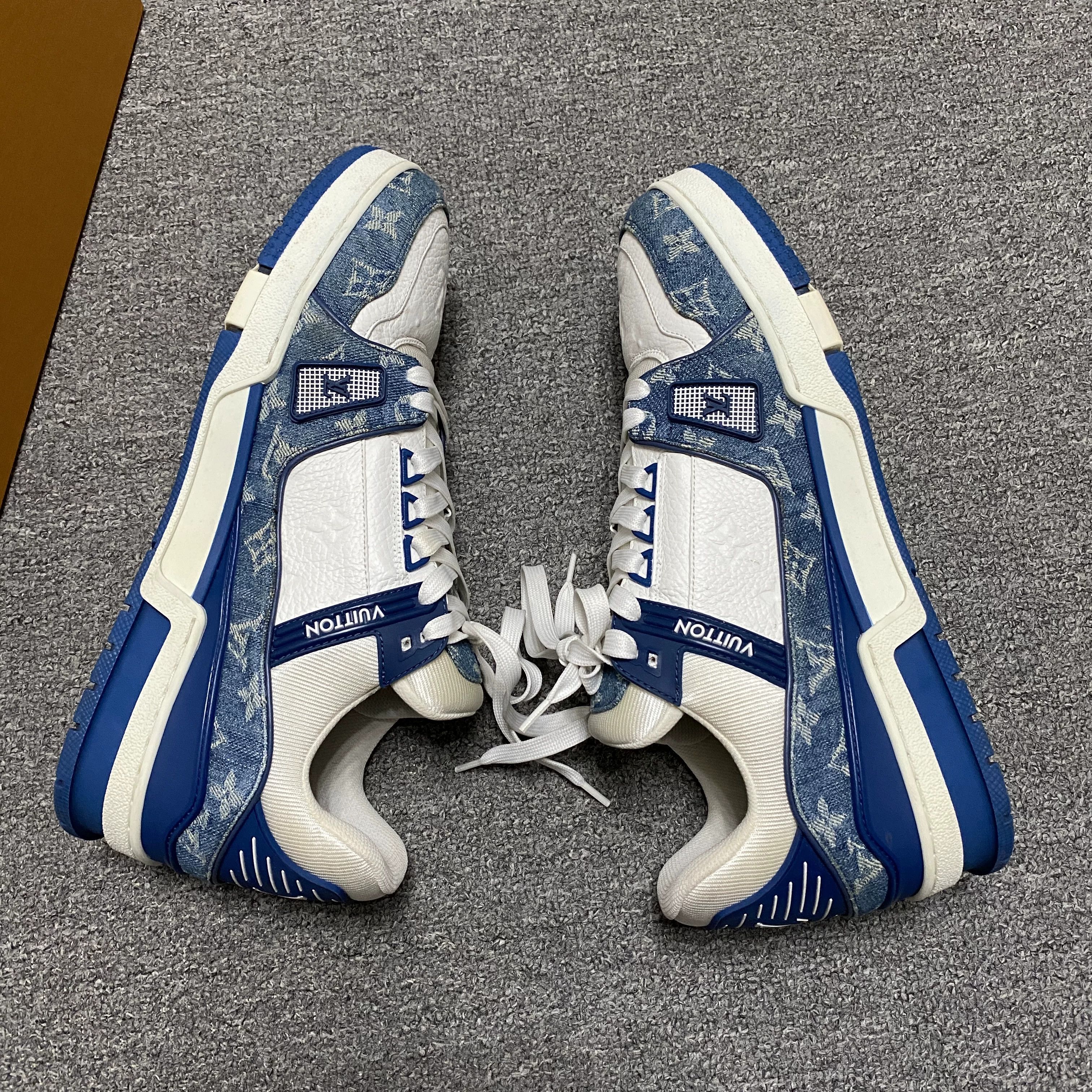 Louis Vuitton Louis Vuitton LV Trainer White Blue Denim Size US 10.5 / EU 43-44 - 5 Thumbnail