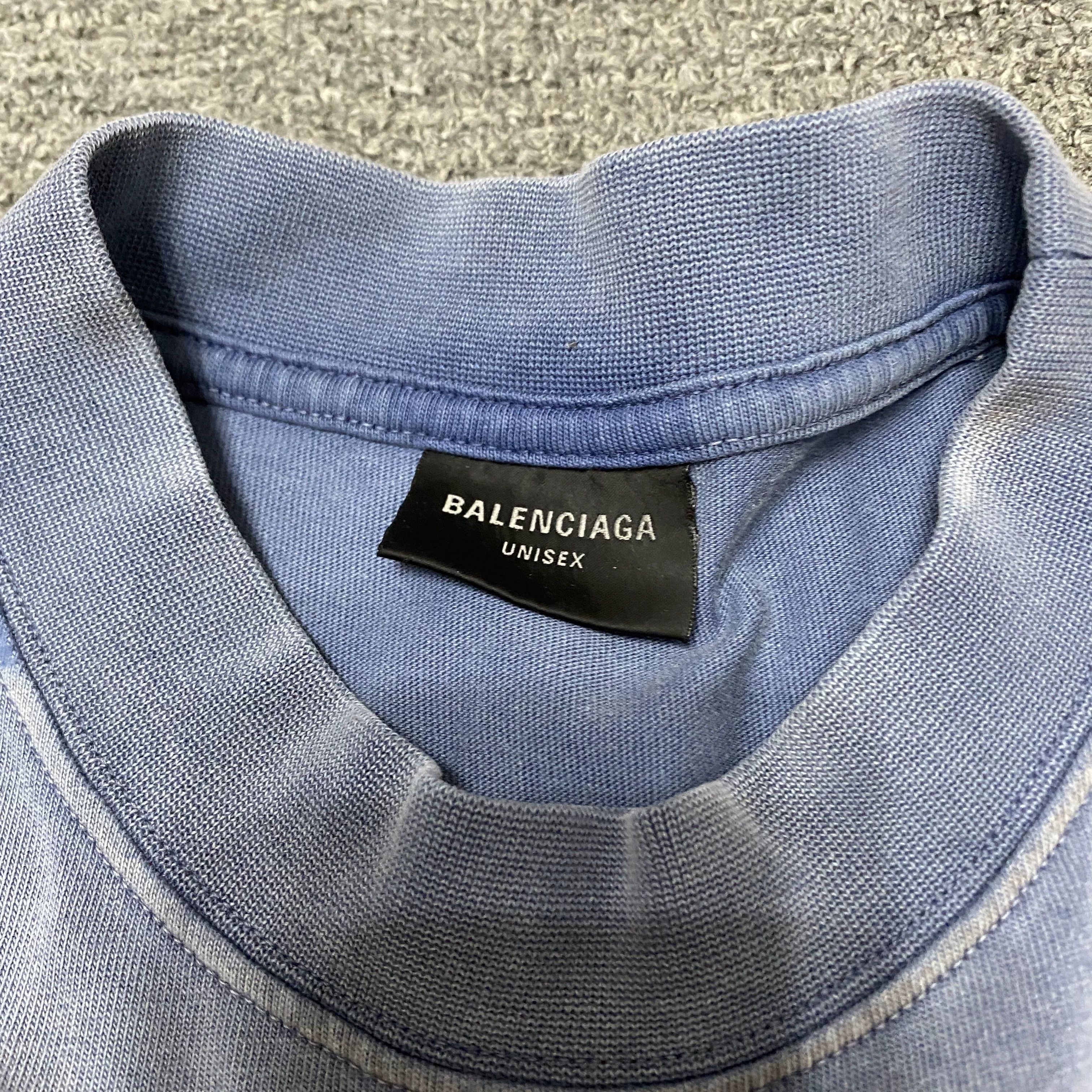 Balenciaga BALENCIAGA 23FW Blue Gradient Washed Tee Size US XS / EU 42 / 0 - 5 Thumbnail