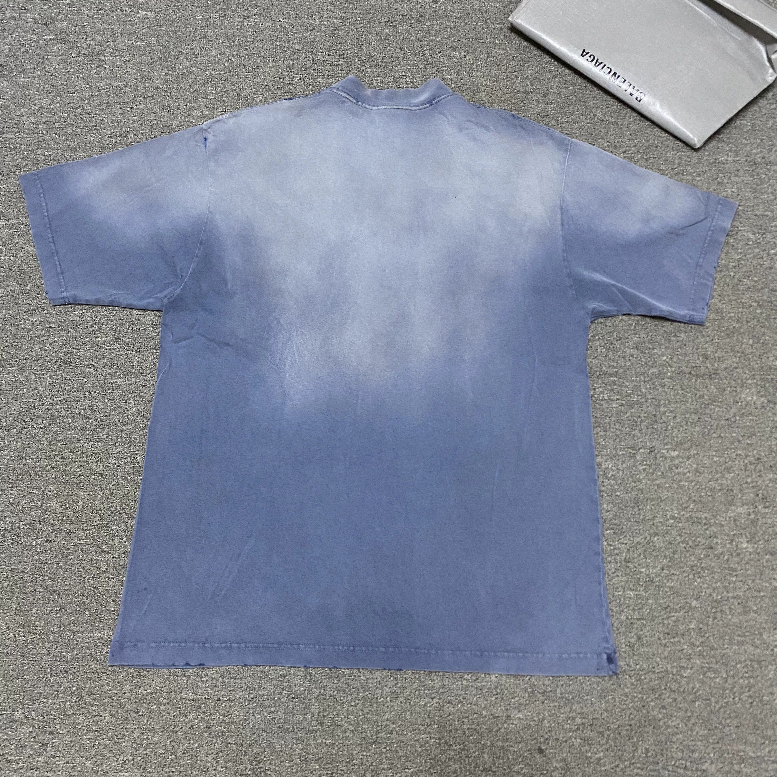 Balenciaga BALENCIAGA 23FW Blue Gradient Washed Tee Size US XS / EU 42 / 0 - 3 Thumbnail