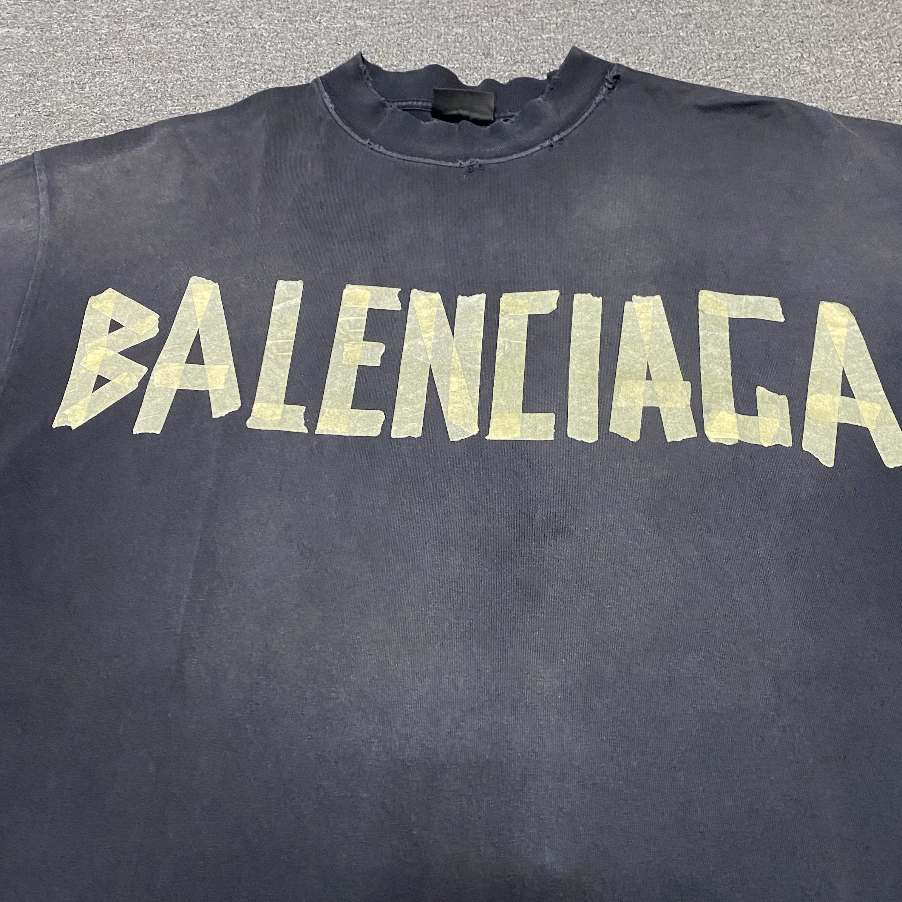 Balenciaga Balenciaga Tape Washed Short Sleeve Size US S / EU 44-46 / 1 - 4 Thumbnail