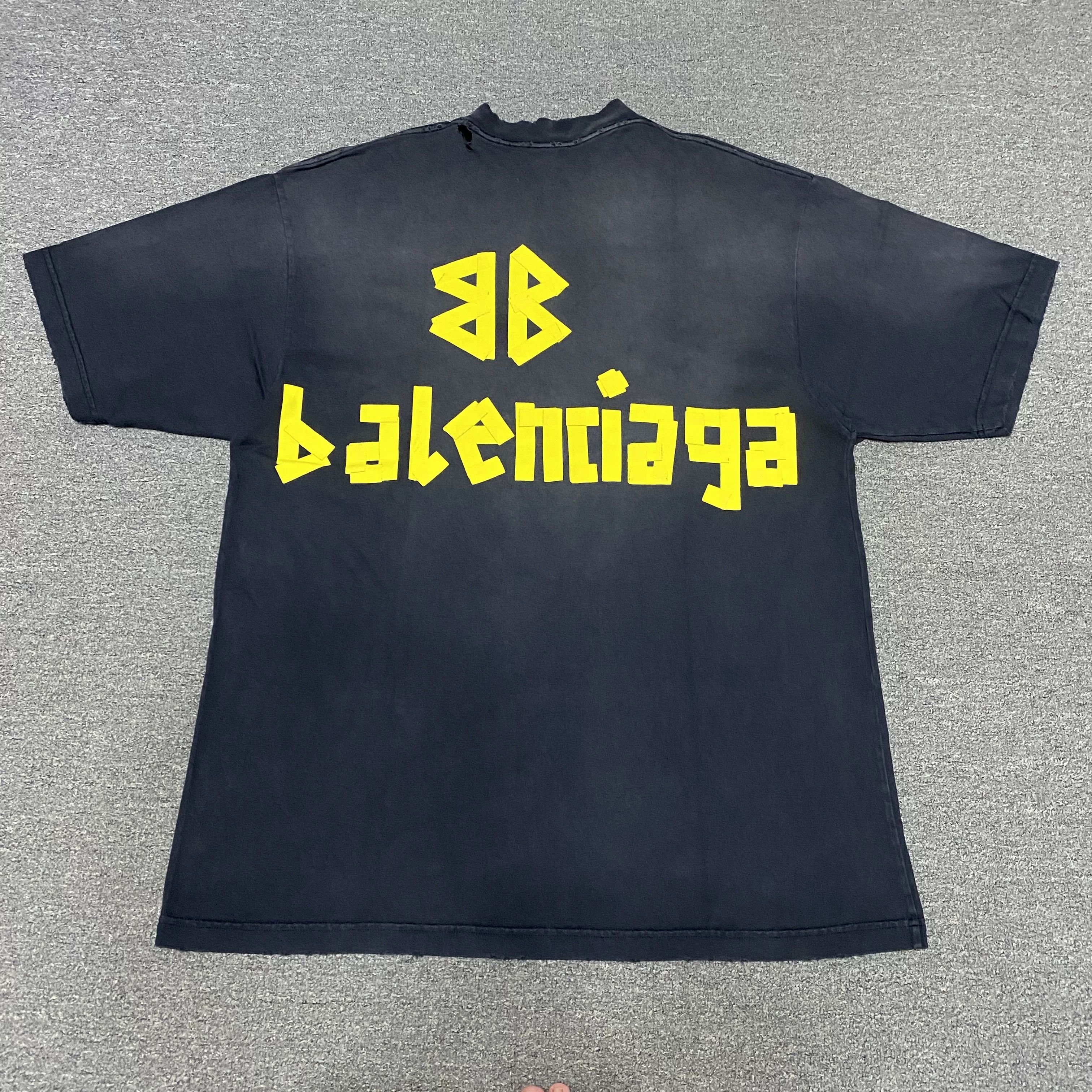 Balenciaga Balenciaga Tape Washed Short Sleeve Size US S / EU 44-46 / 1 - 3 Thumbnail