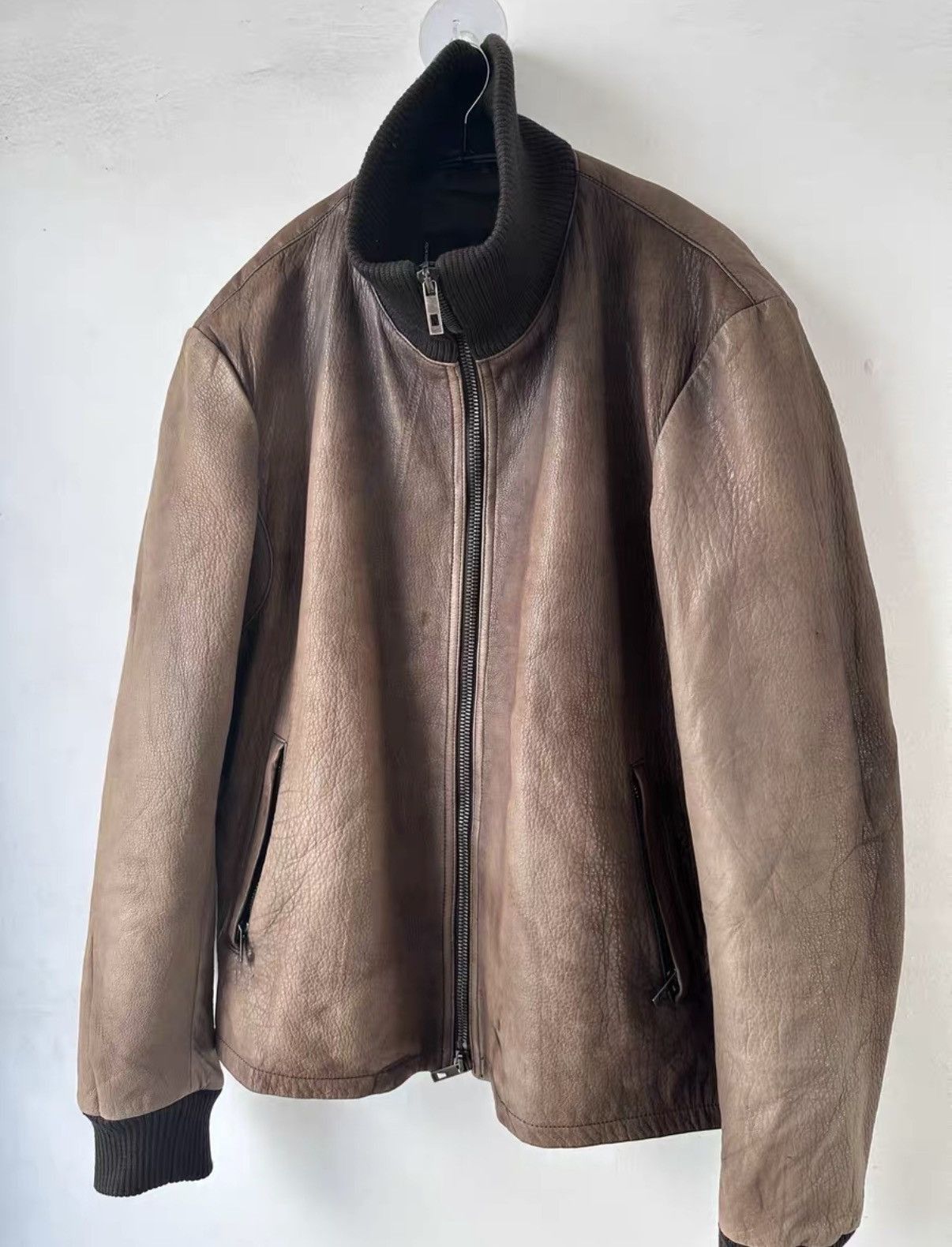 Ruffo Research Brown Leather Zip-Up Jacket Size M Size US M / EU 48-50 / 2 - 2 Thumbnail