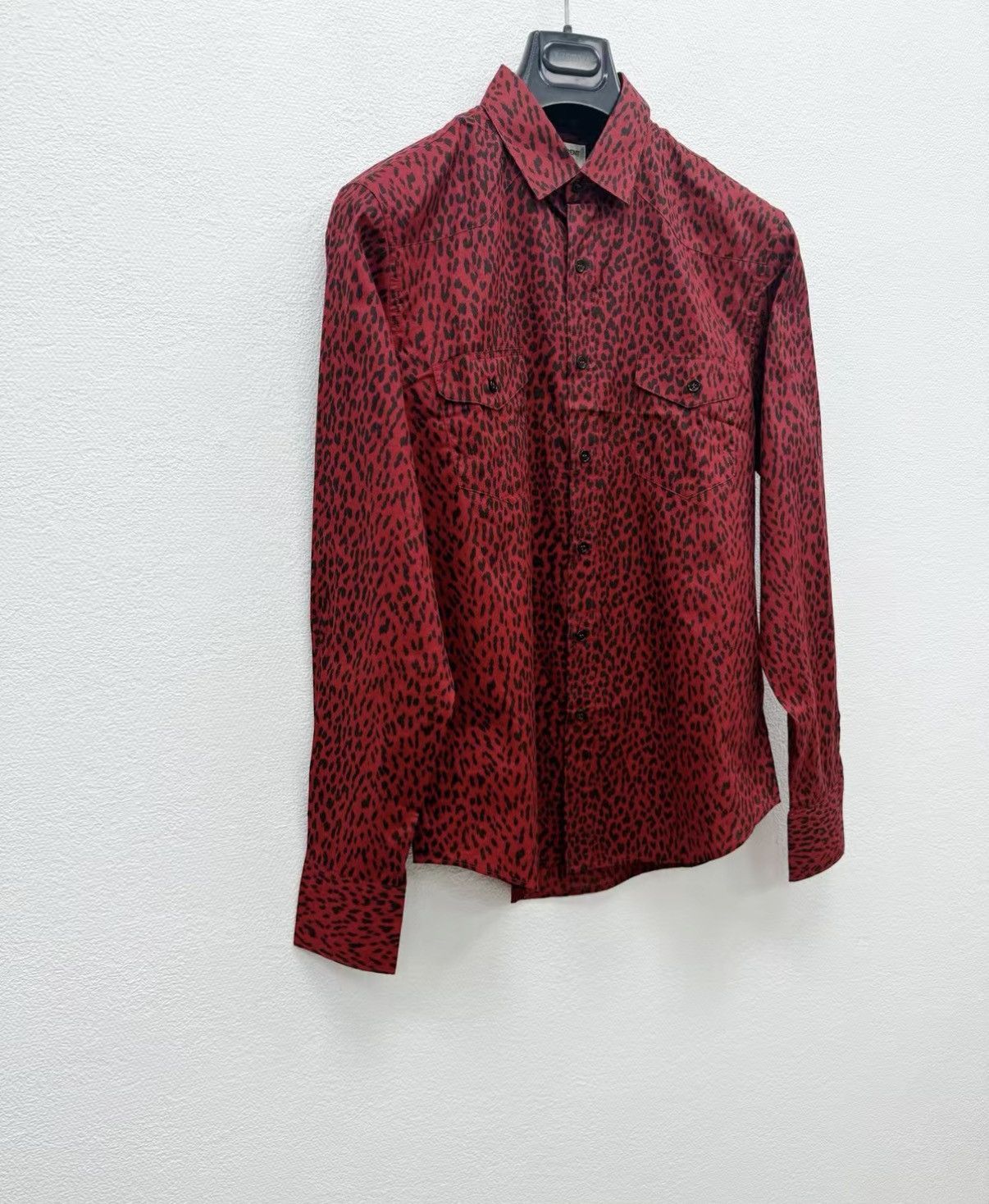 Saint Laurent Paris Red Leopard Print Long Sleeve Button-Up Shirt XS Size US XS / EU 42 / 0 - 2 Thumbnail
