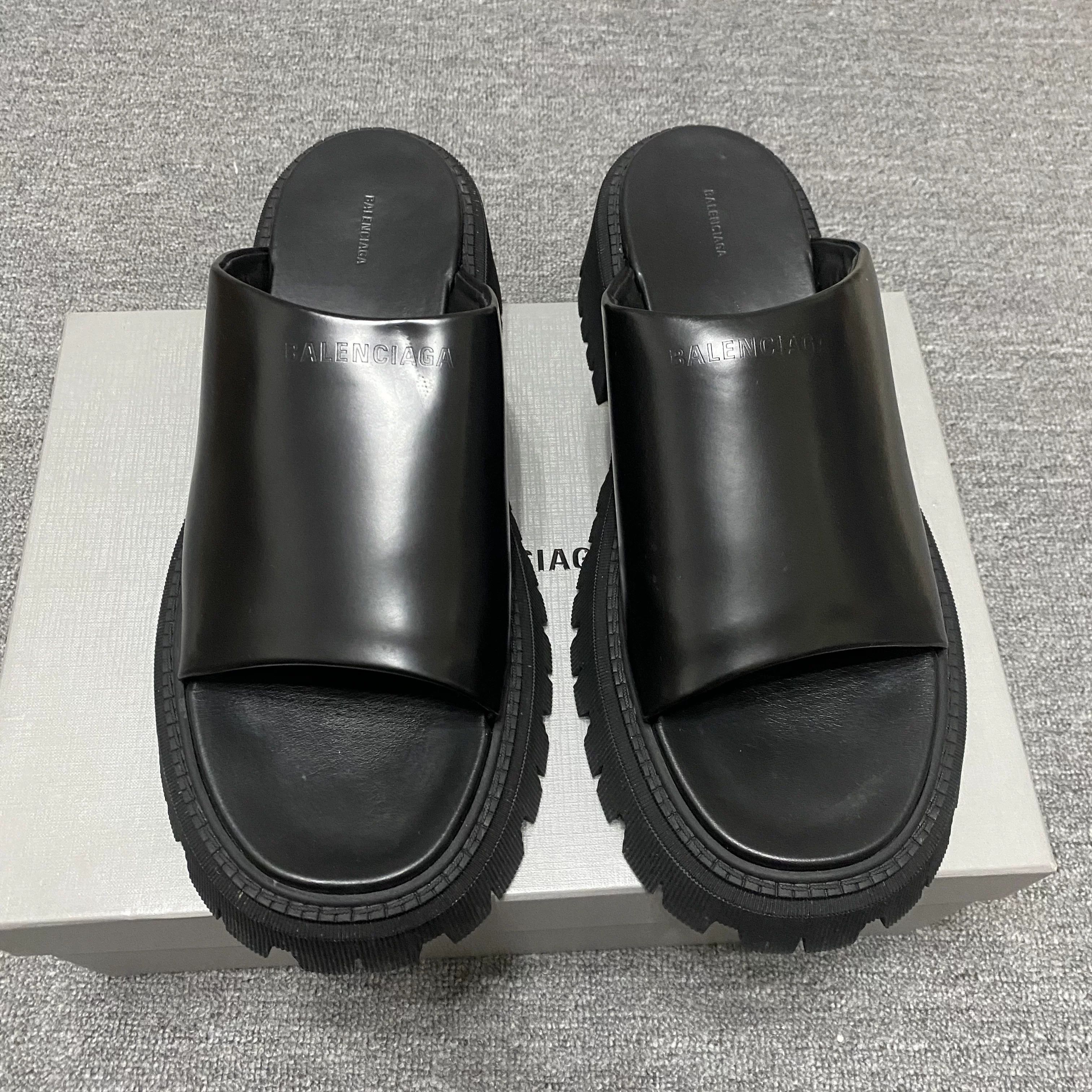 Balenciaga Balenciaga Tractor Leather Thick-Sole Derby Slides Size US 11 / EU 44 - 4 Thumbnail