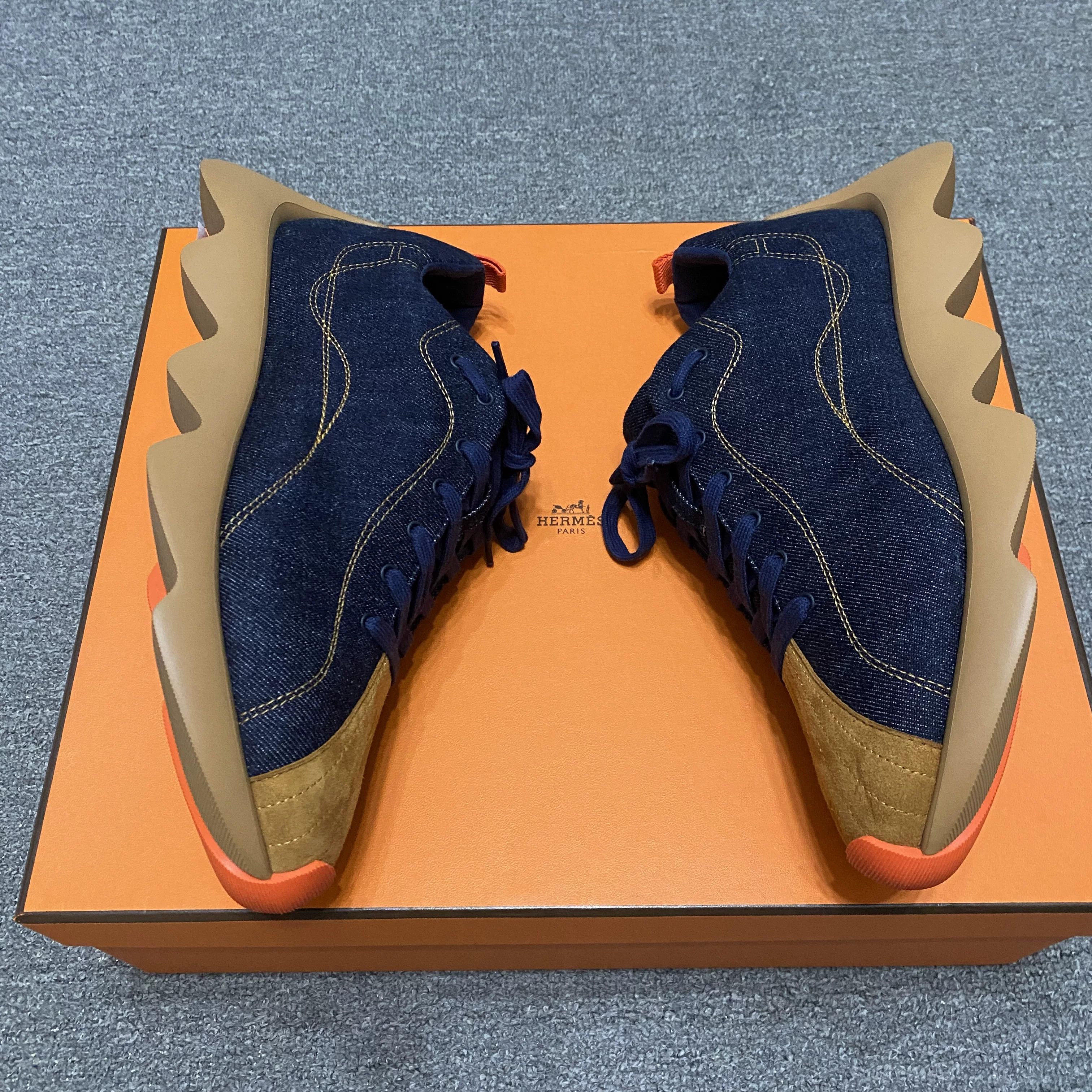 Hermes Hermès Denim Patchwork Casual Sneakers Size US 9.5 / EU 42-43 - 5 Thumbnail