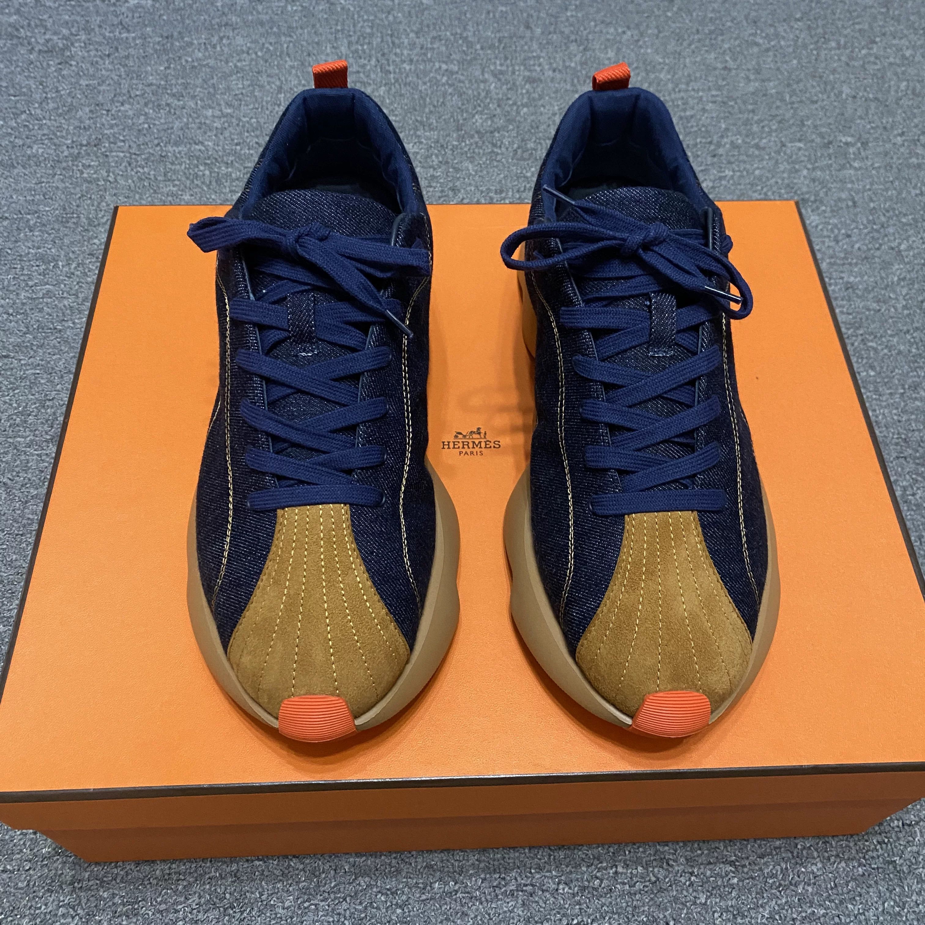 Hermes Hermès Denim Patchwork Casual Sneakers Size US 9.5 / EU 42-43 - 3 Thumbnail