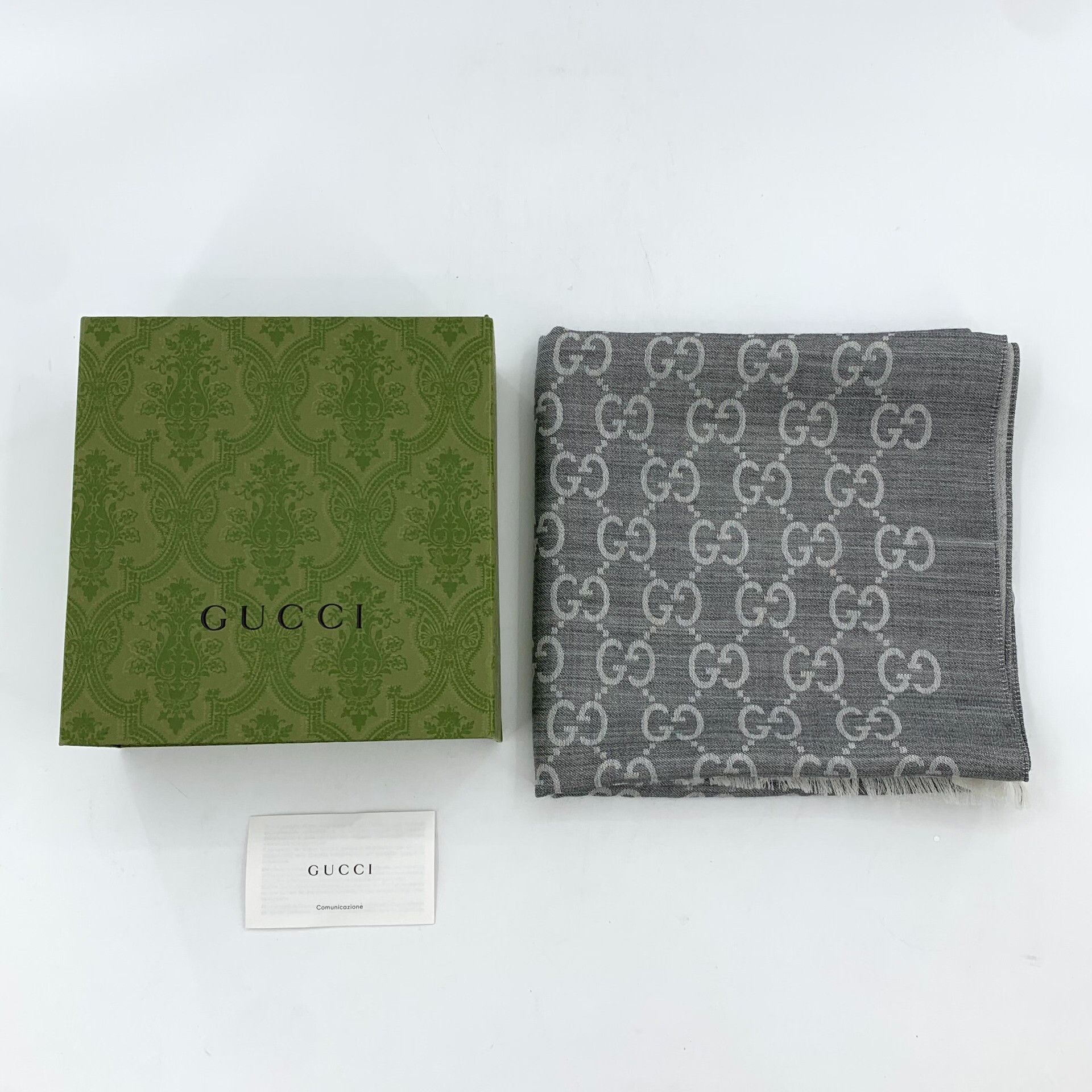Gucci Gucci Retro Wool Gray Scarf 2XS Men Size ONE SIZE - 9 Thumbnail