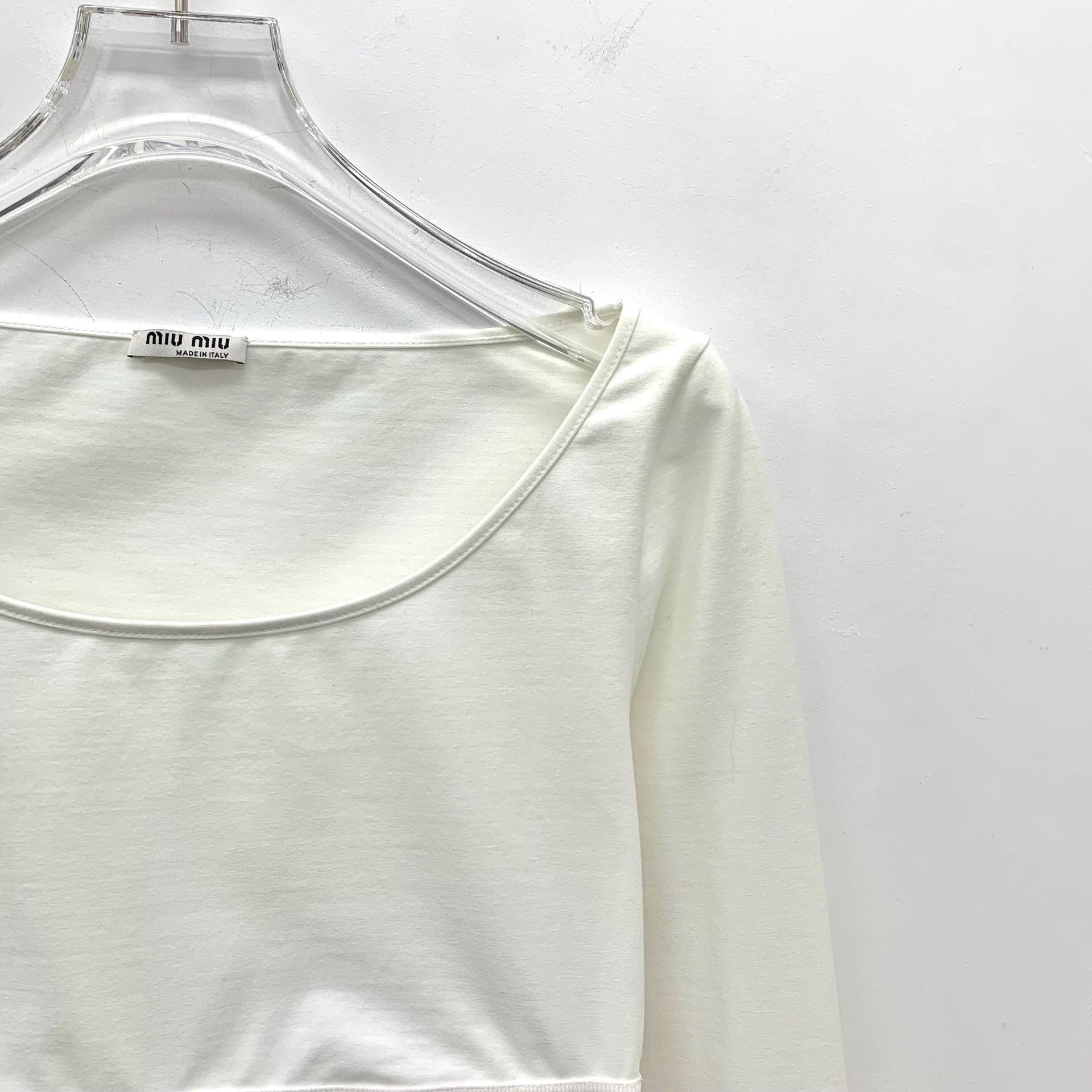 Miu Miu Miu Miu Cotton Striped White T-Shirt S Women Size S / US 4 / IT 40 - 3 Thumbnail