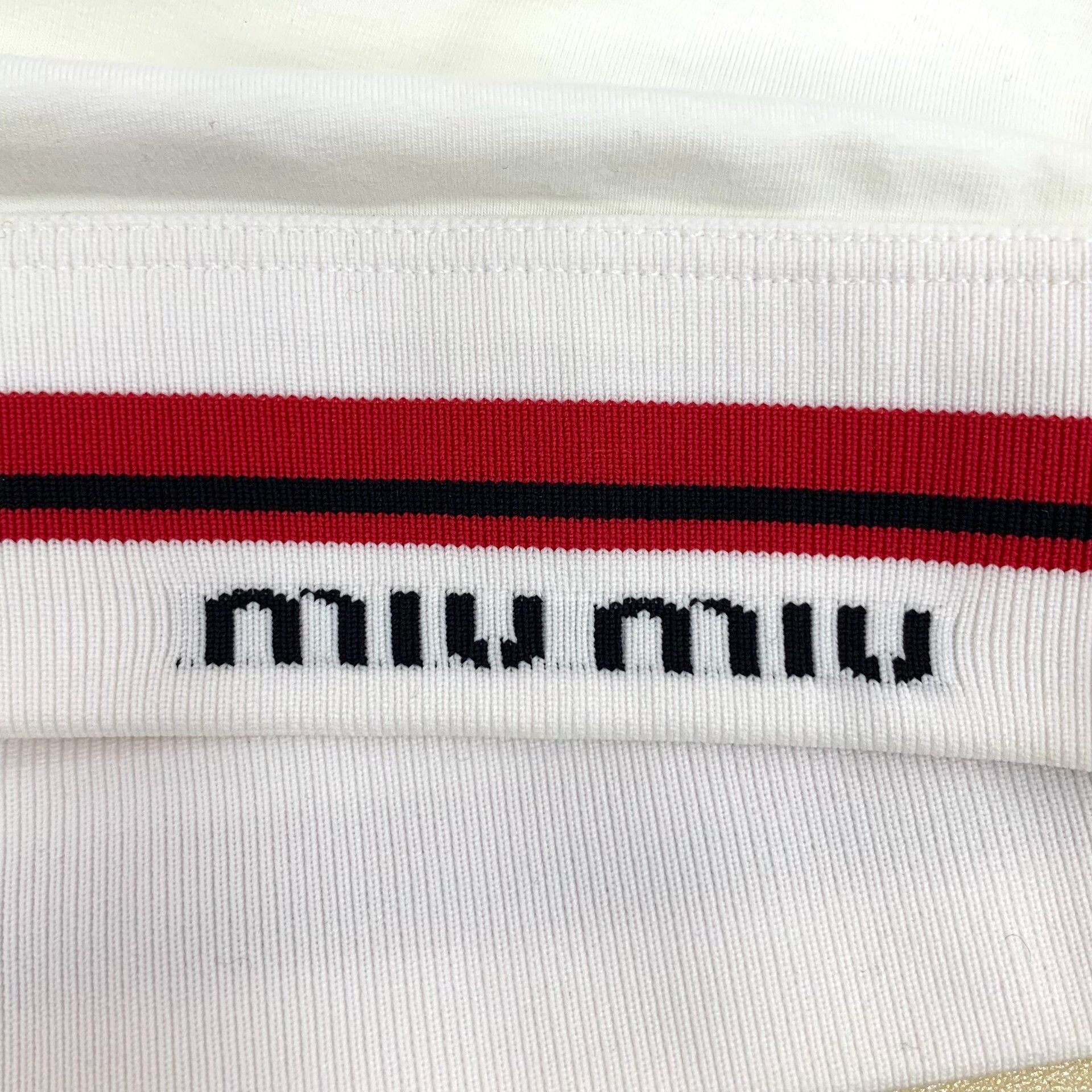 Miu Miu Miu Miu Cotton Striped White T-Shirt S Women Size S / US 4 / IT 40 - 5 Thumbnail
