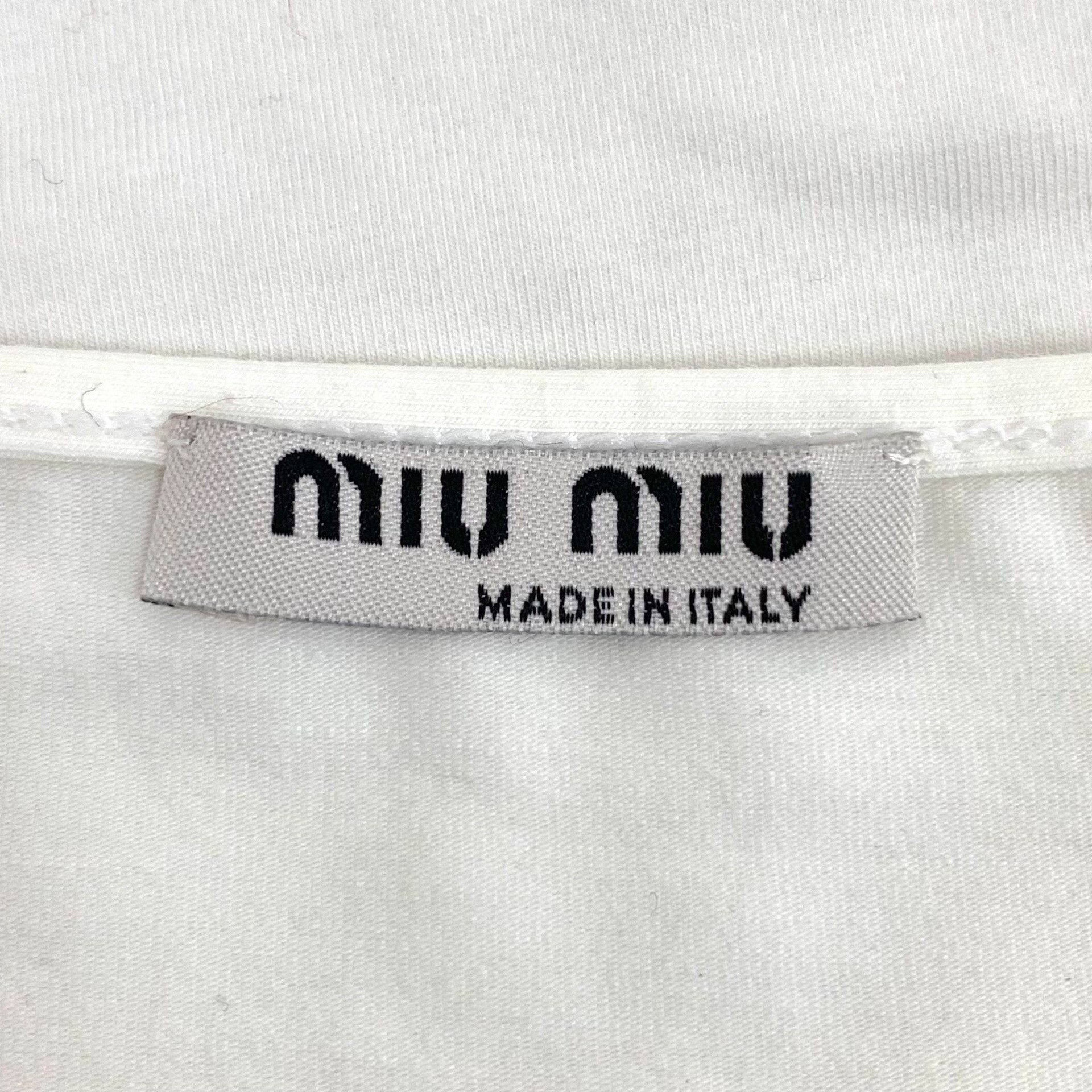 Miu Miu Miu Miu Cotton Striped White T-Shirt S Women Size S / US 4 / IT 40 - 6 Thumbnail