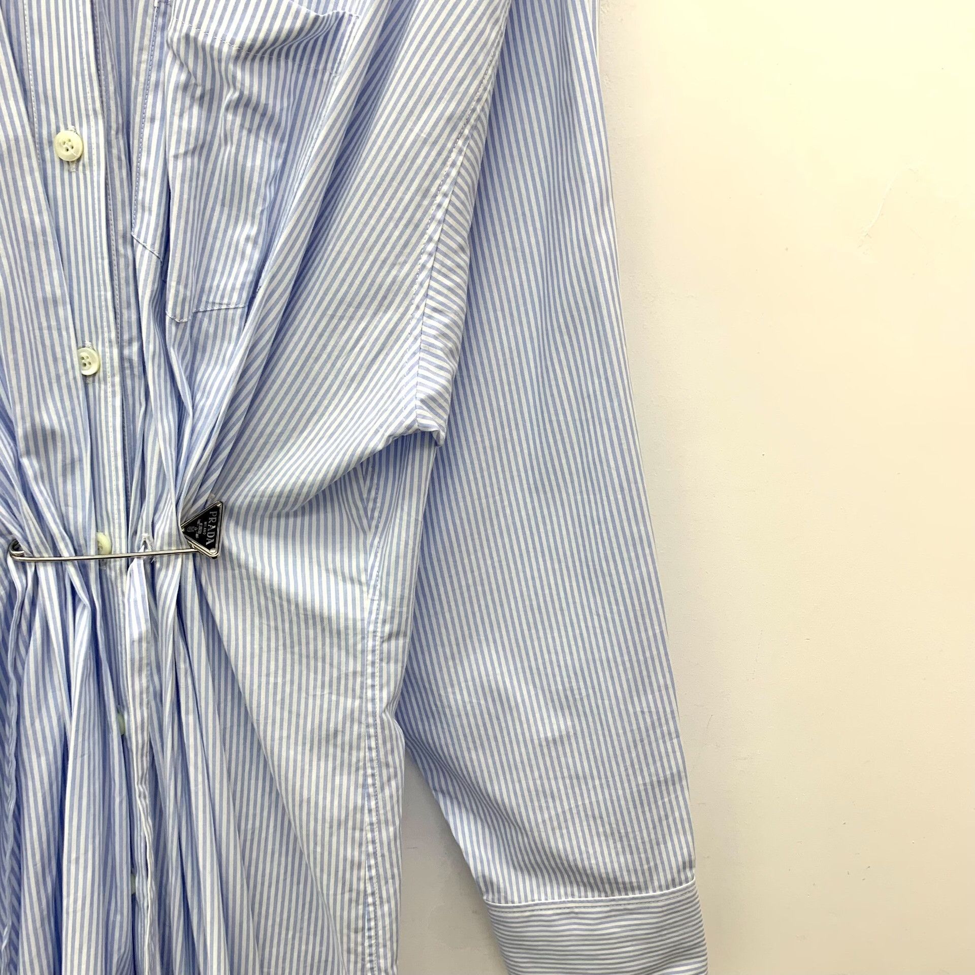 Prada Prada Retro Striped Blue Dress S Women Size S / US 4 / IT 40 - 4 Thumbnail