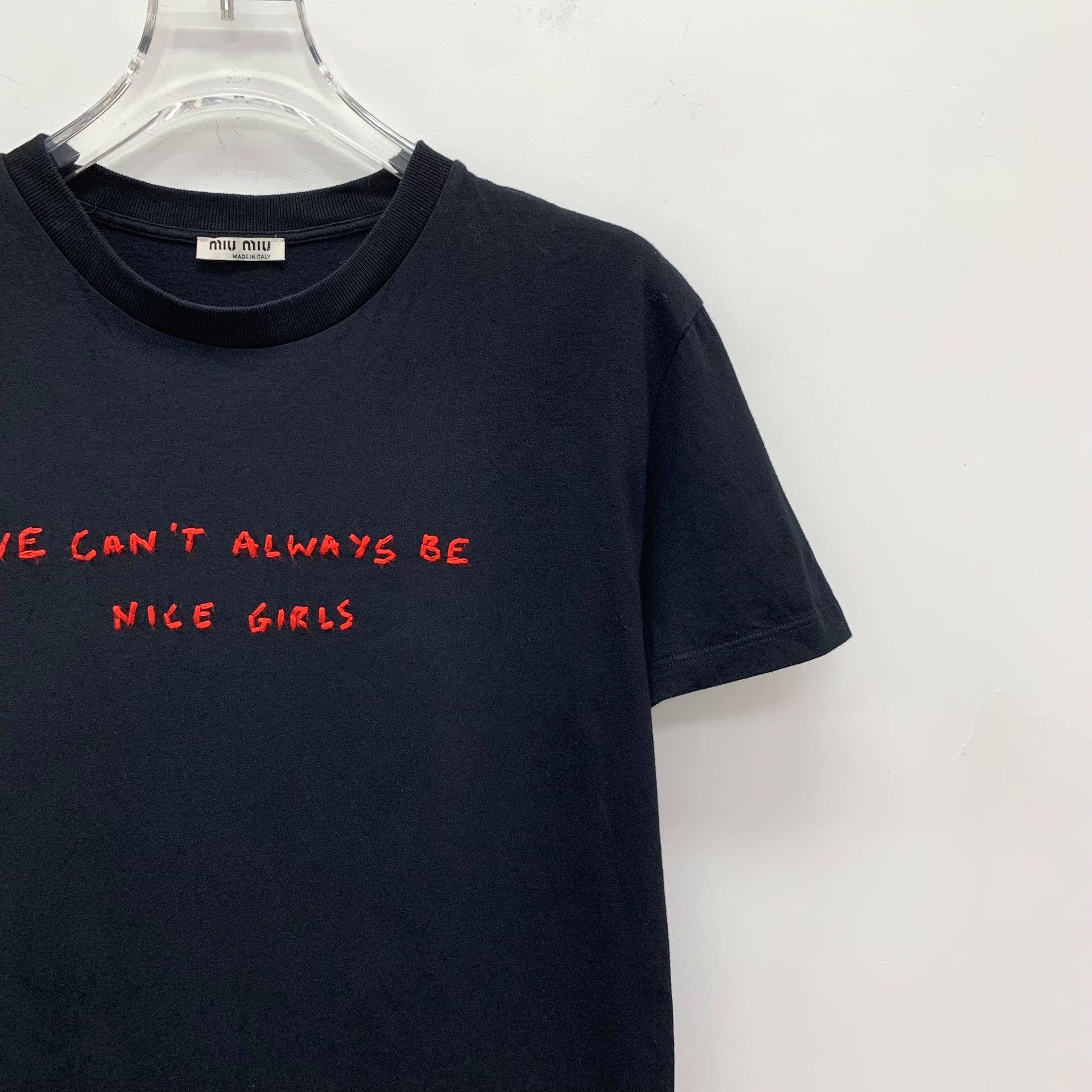 Miu Miu Miu Miu Embroidered Black T-Shirt S Women Size S / US 4 / IT 40 - 3 Thumbnail