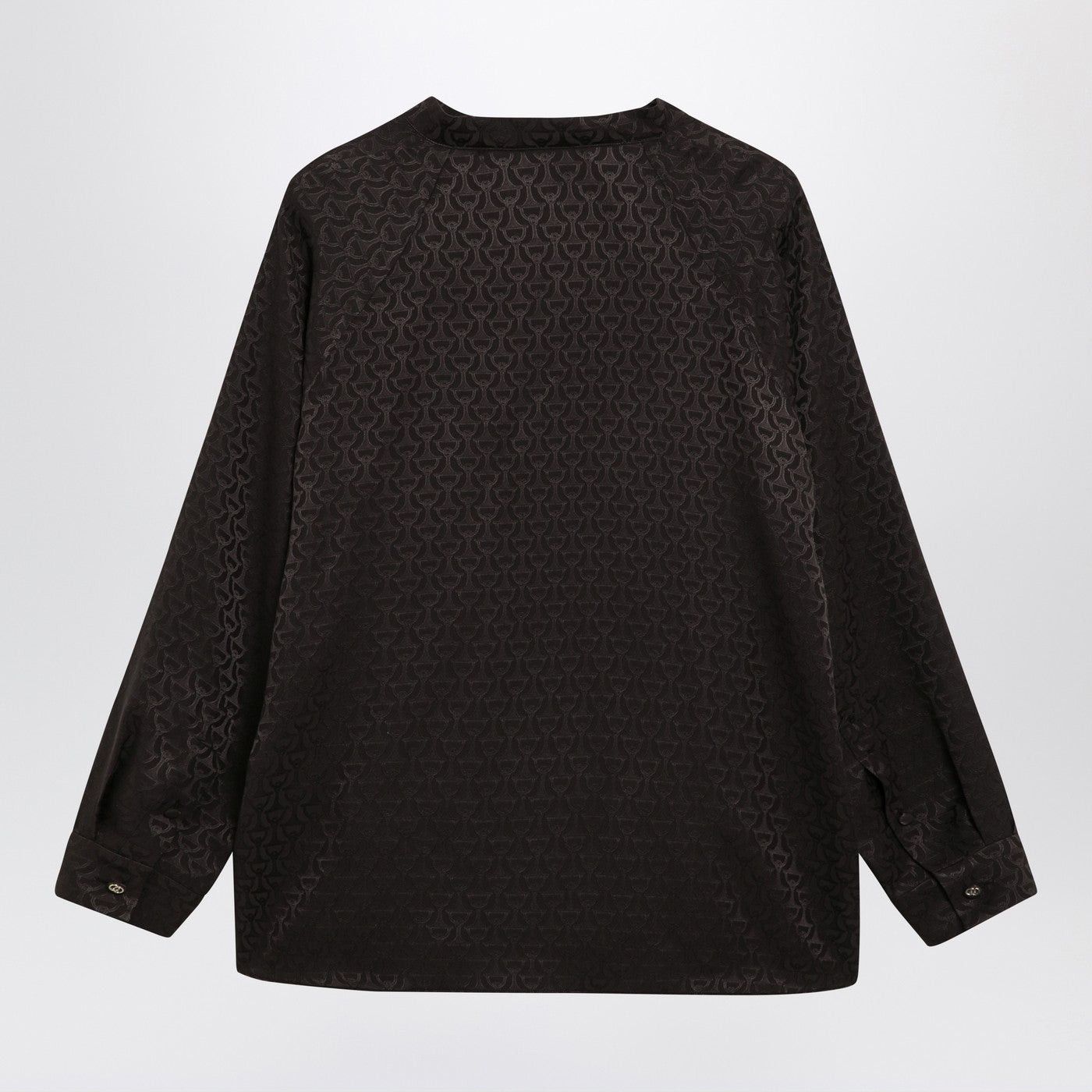 Gucci Gucci Brown Jacquard Silk Shirt With Clamps Size M / US 6-8 / IT 42-44 - 2 Thumbnail