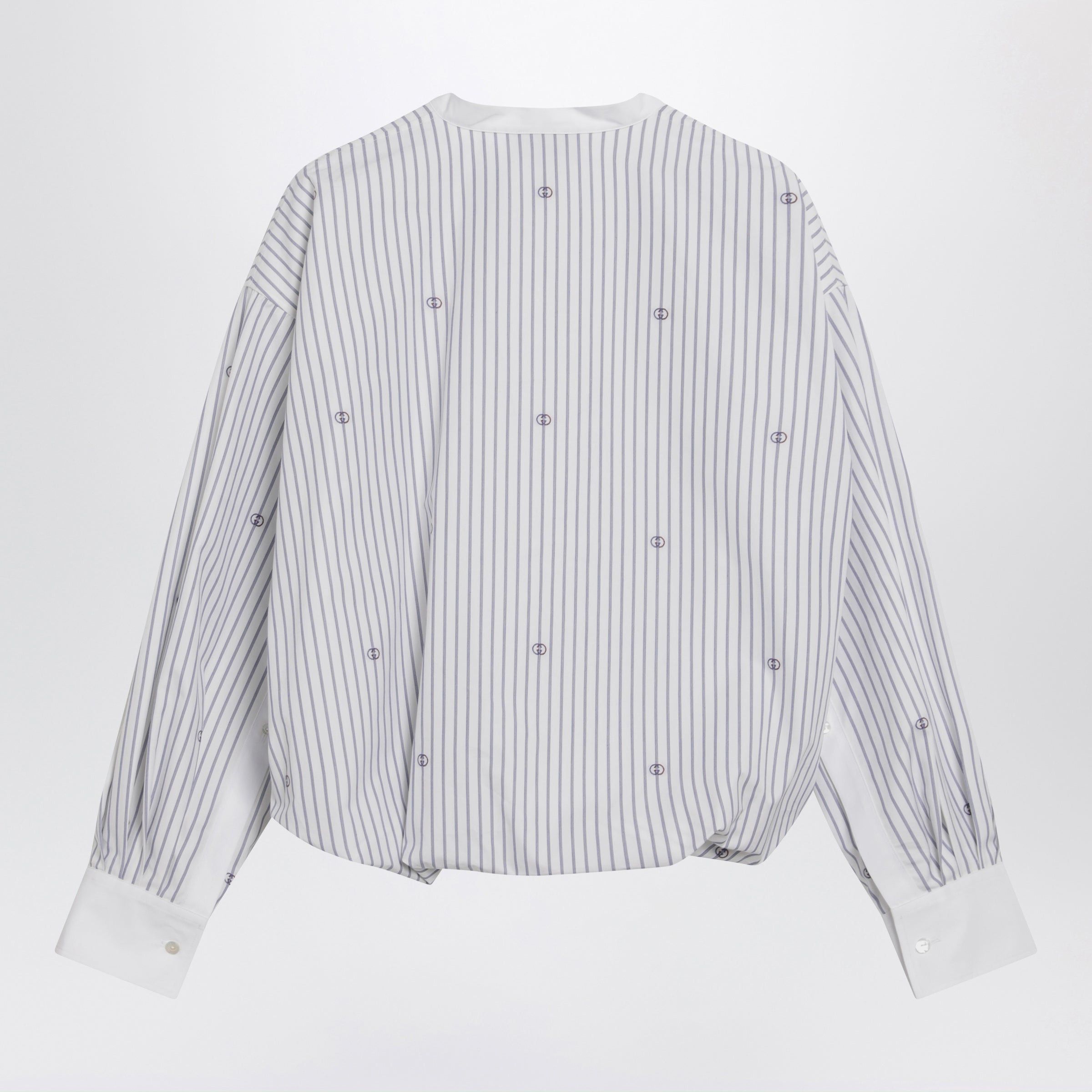Gucci Gucci Purple Striped Cotton Blouse With Gg Embroidery Size M / US 6-8 / IT 42-44 - 2 Thumbnail