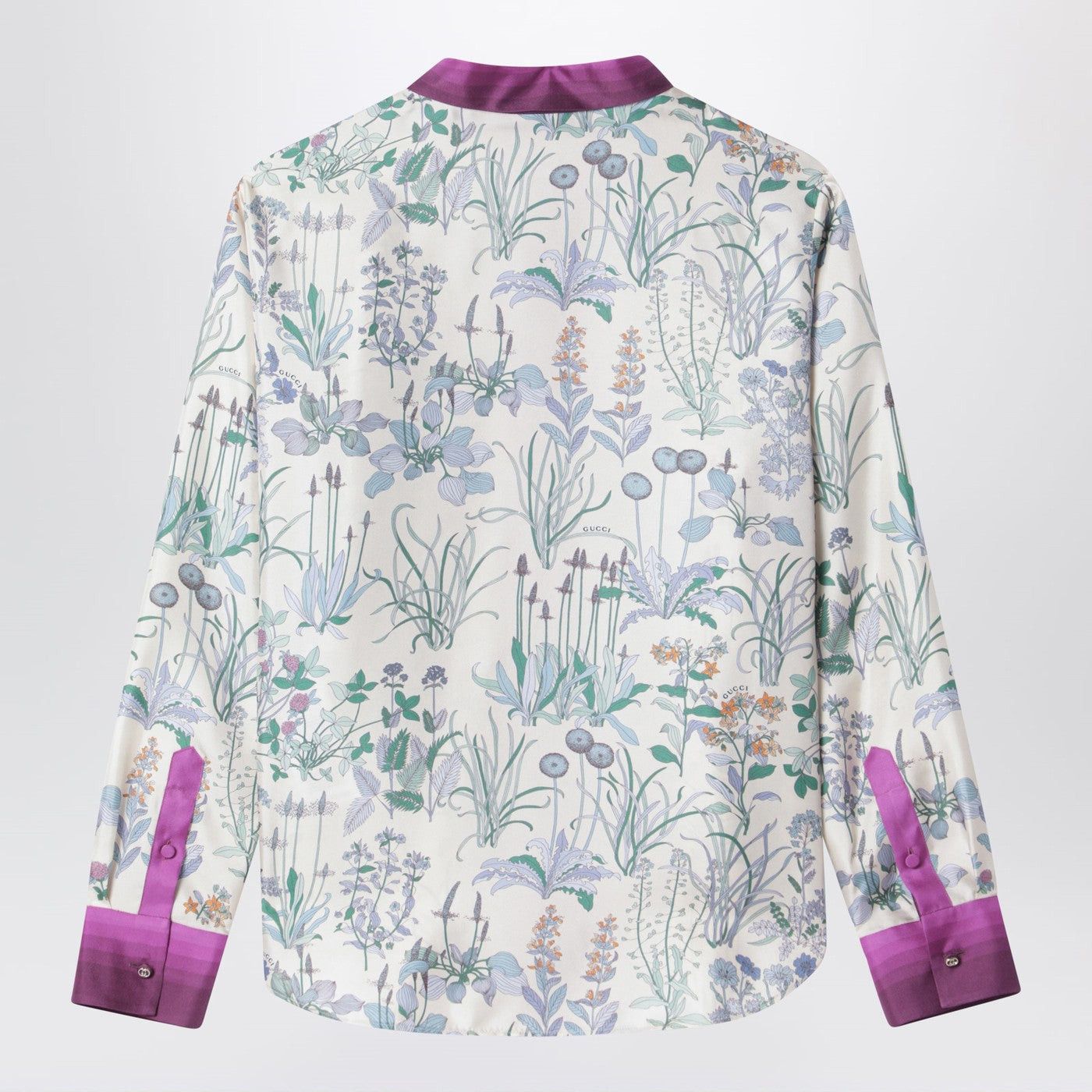 Gucci Gucci Ivory Silk Twill Shirt With Floral Print Size L / US 10 / IT 46 - 2 Thumbnail