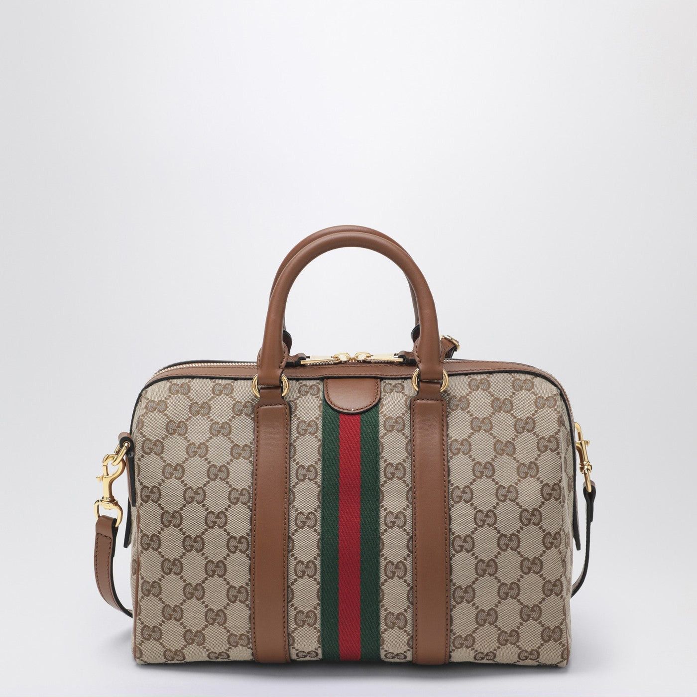 Gucci Gucci Medium Ophidia Duffle Bag In Beige And Brown Gg Fabric Size ONE SIZE - 2 Thumbnail