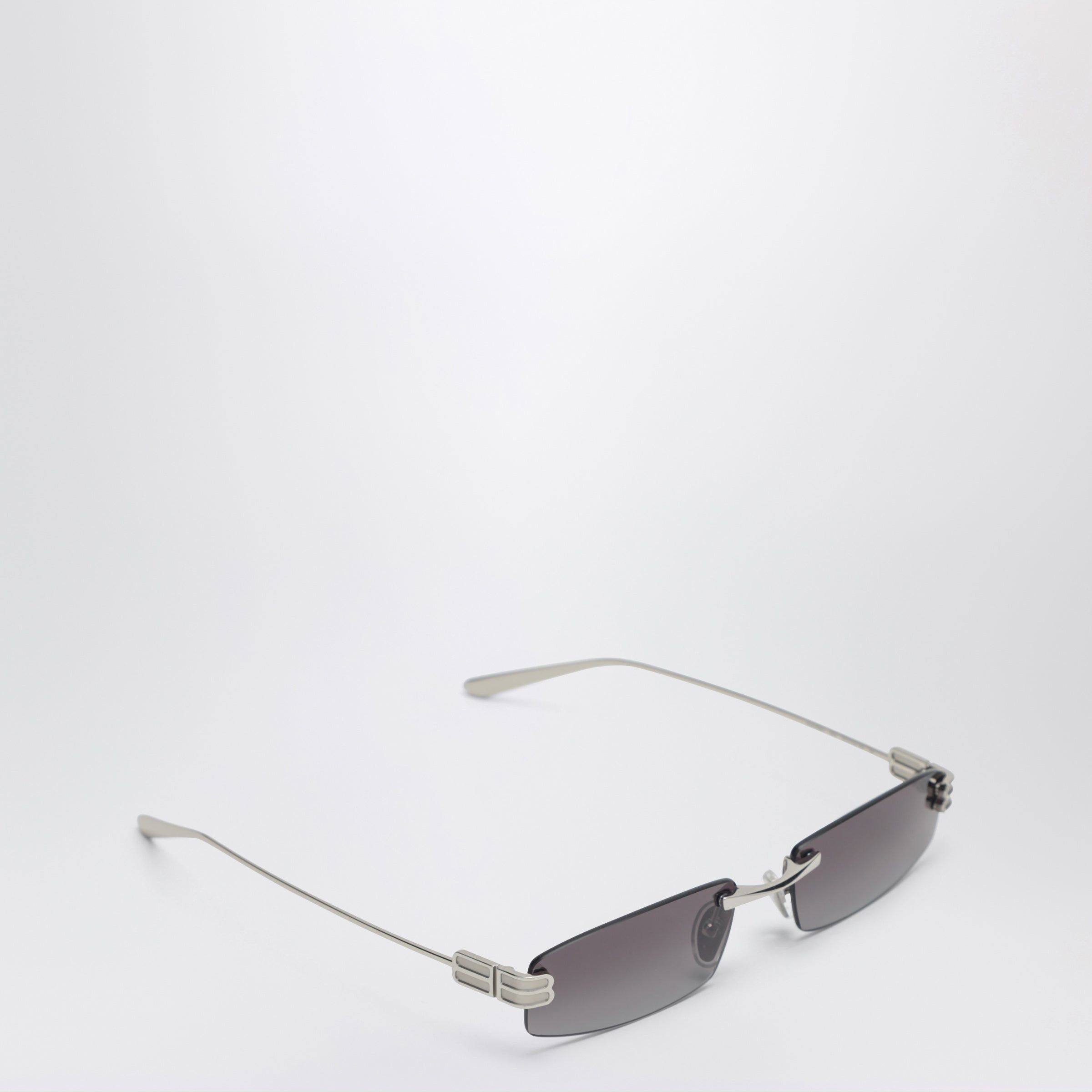 Balenciaga Balenciaga Gossip Rectangular Silver/Gradient Grey Sunglasses Size ONE SIZE - 2 Thumbnail