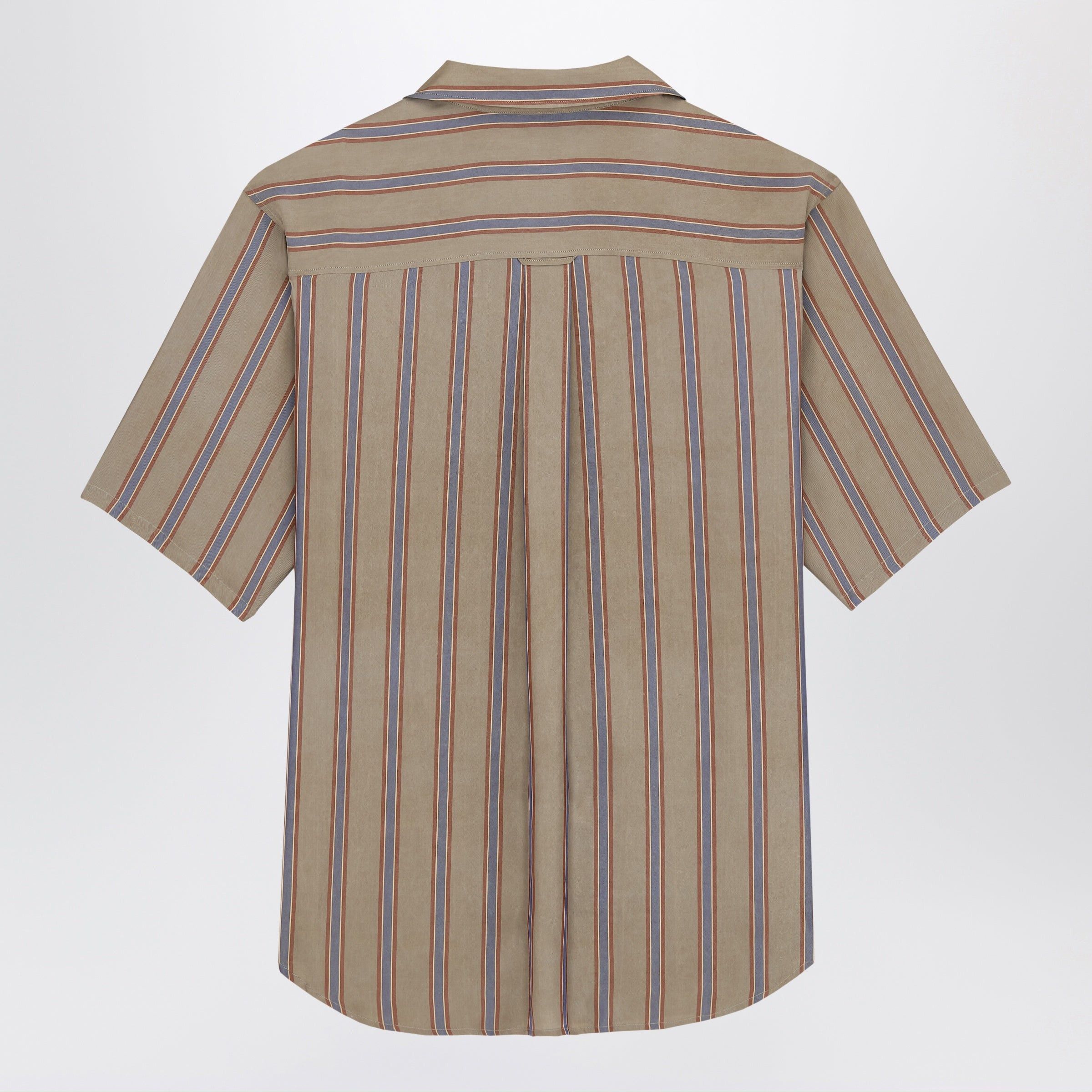 Saint Laurent Paris Saint Laurent Boxy Short-Sleeve Button-Up Cupro Shirt, Brown Size US XL / EU 56 / 4 - 2 Thumbnail
