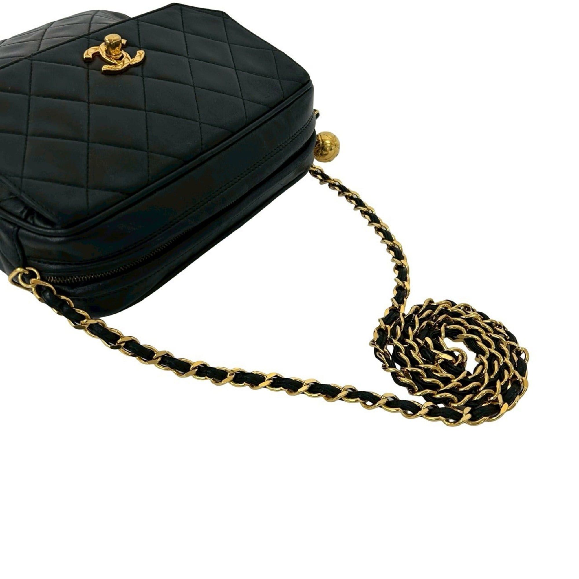 Chanel CHANEL Matelassé Coco Mark Lambskin Chain Shoulder Bag, Black, 18387 Size ONE SIZE - 4 Thumbnail