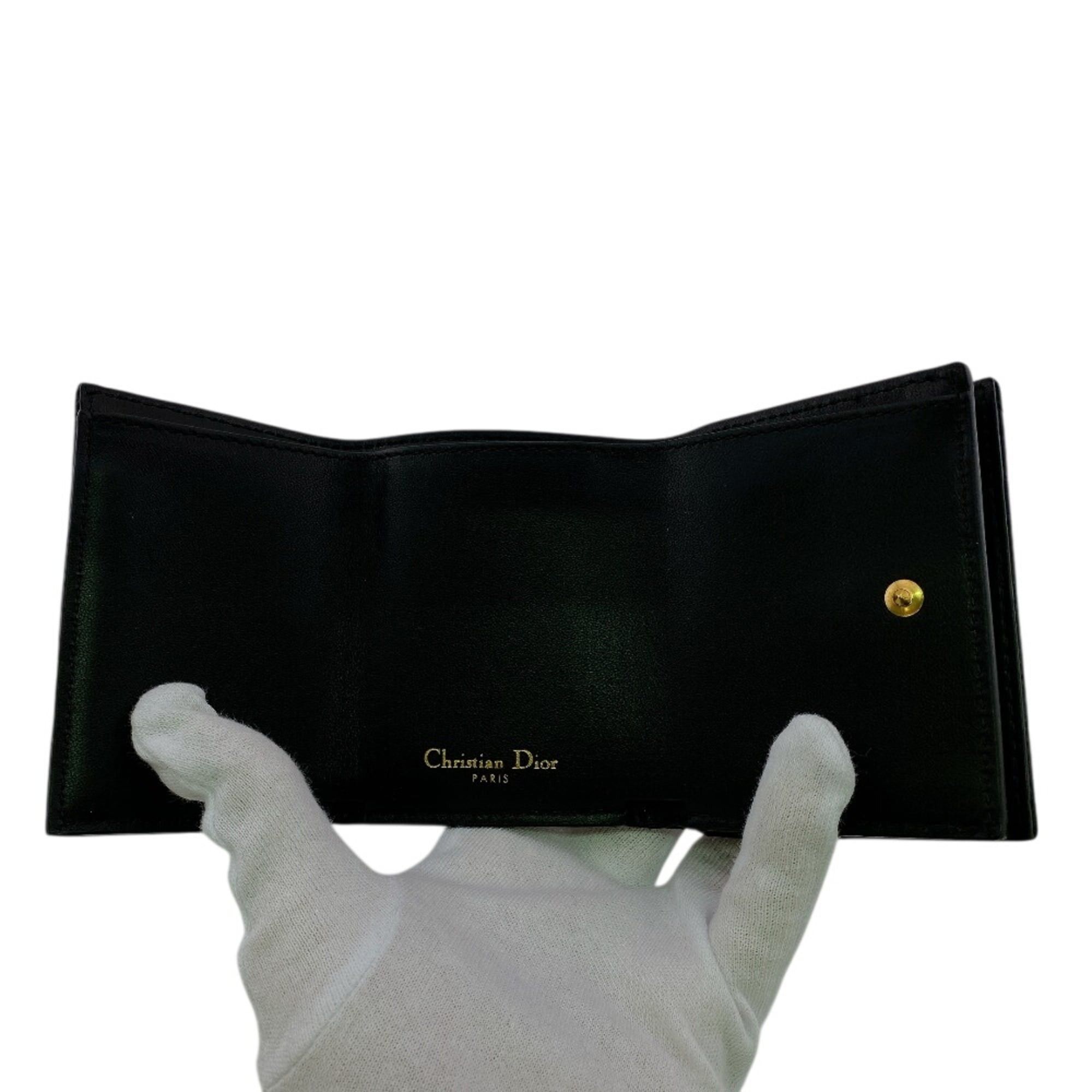 Dior Christian Dior Lady Compact Wallet Lotus Tri-fold Black Size ONE SIZE - 8 Thumbnail