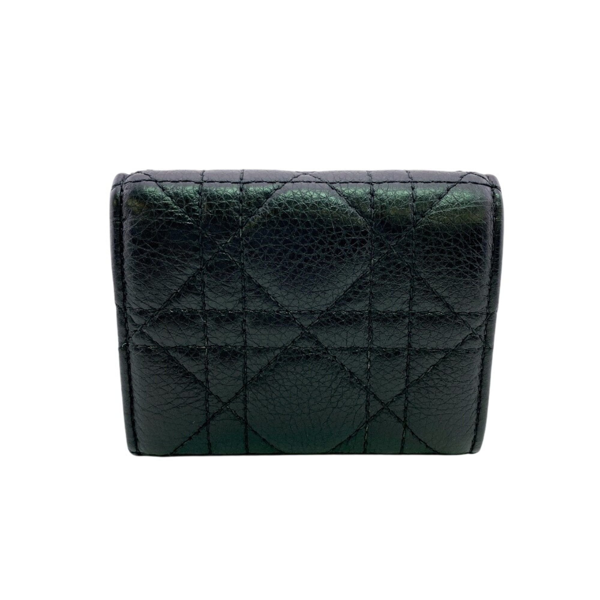 Dior Christian Dior Lady Compact Wallet Lotus Tri-fold Black Size ONE SIZE - 2 Thumbnail