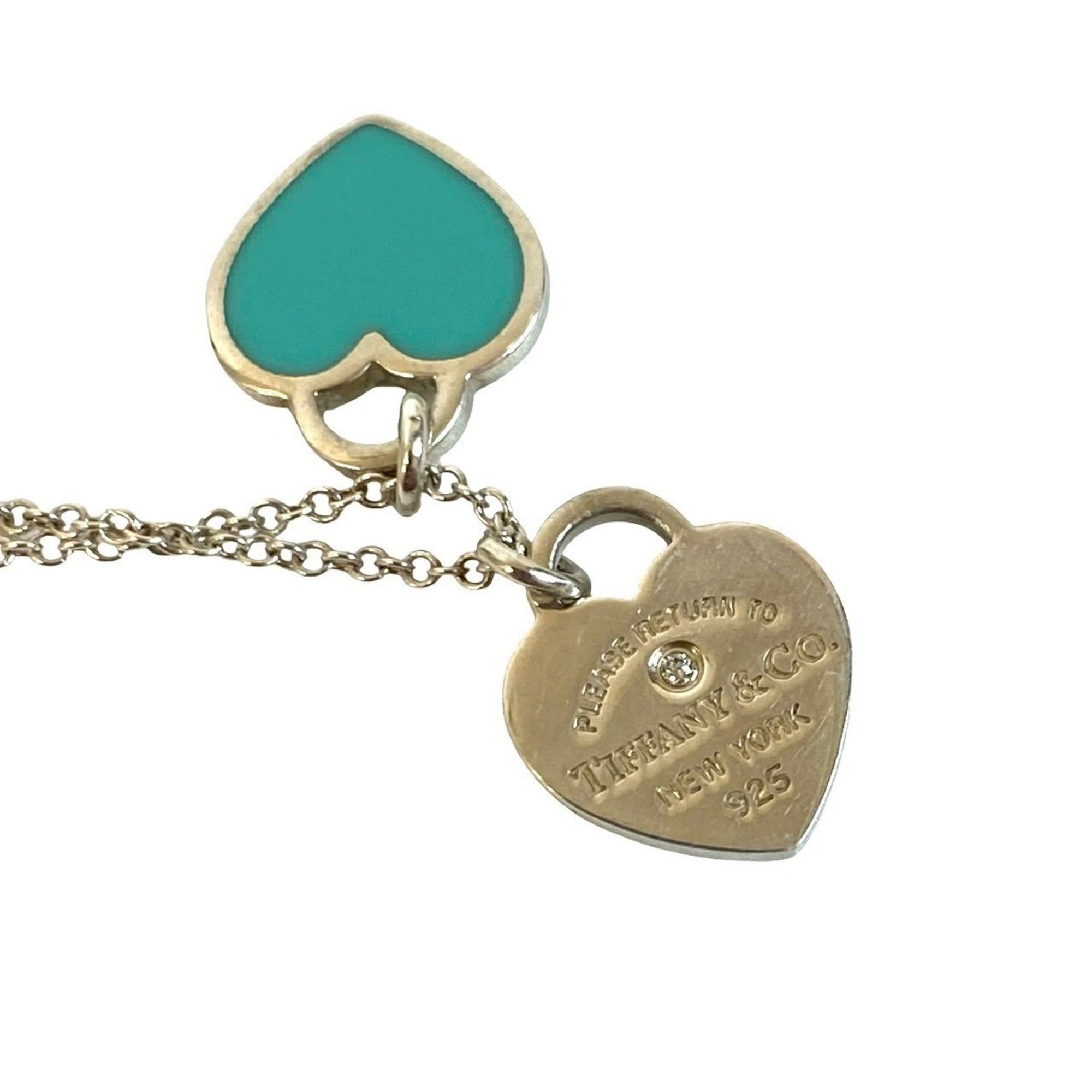 Tiffany & Co. TIFFANY&Co. Tiffany Return to Blue Double Heart Necklace, Sterling Silver 925, 88086 Size ONE SIZE - 3 Thumbnail