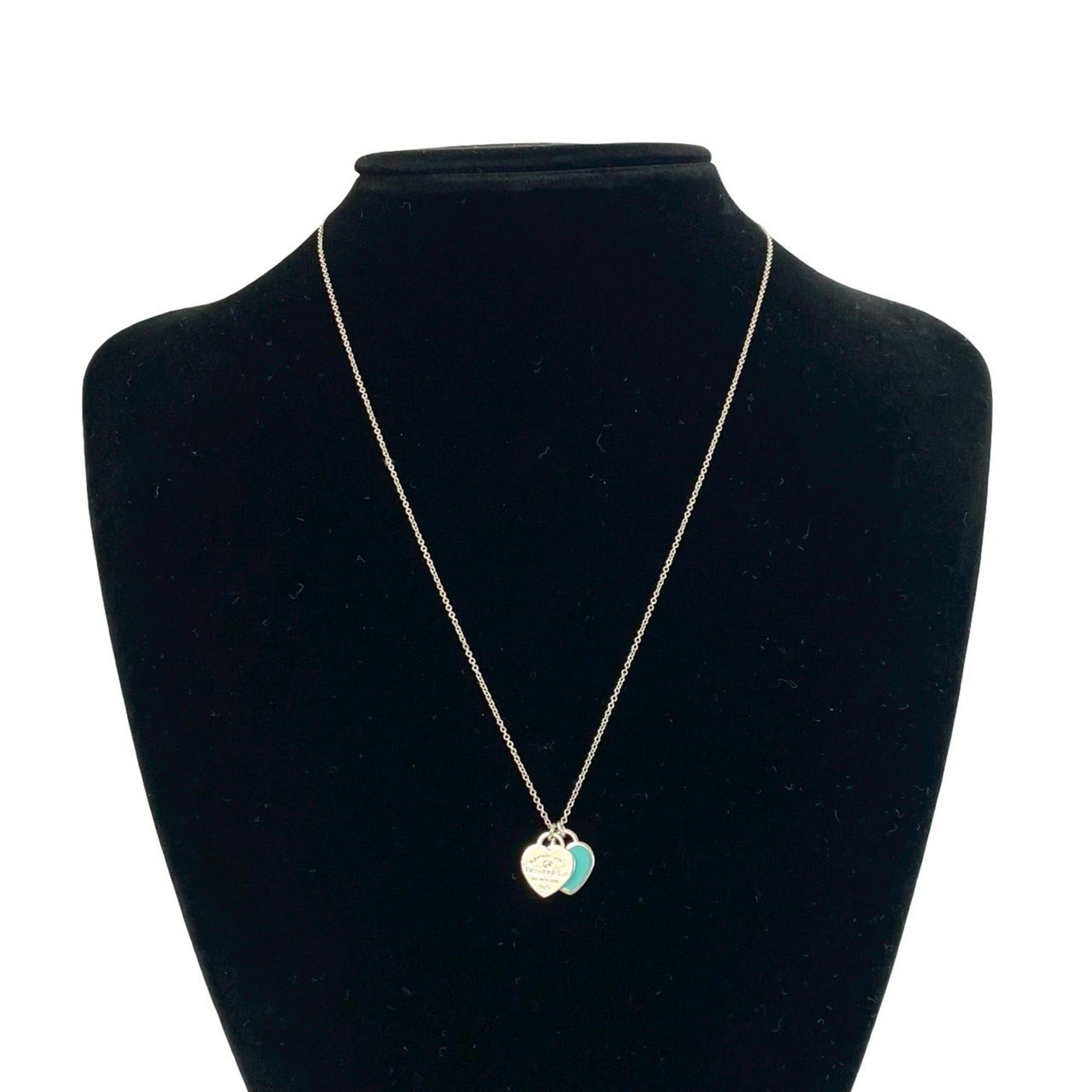 Tiffany & Co. TIFFANY&Co. Tiffany Return to Blue Double Heart Necklace, Sterling Silver 925, 88086 Size ONE SIZE - 2 Thumbnail