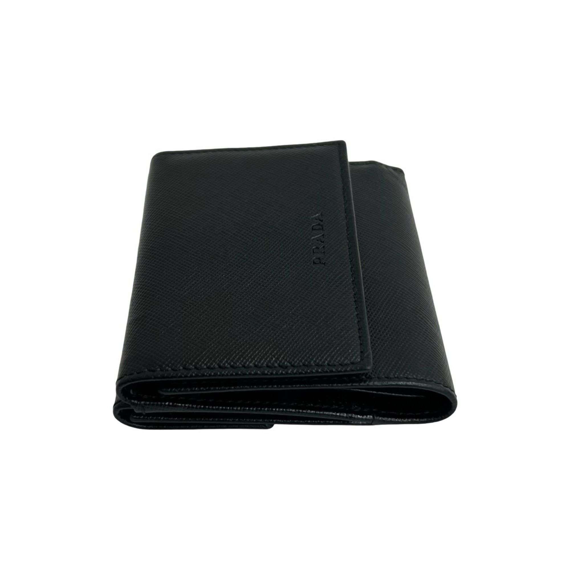 Prada PRADA Saffiano Leather Tri-fold Wallet, Black, Item No. 23040 Size ONE SIZE - 4 Thumbnail