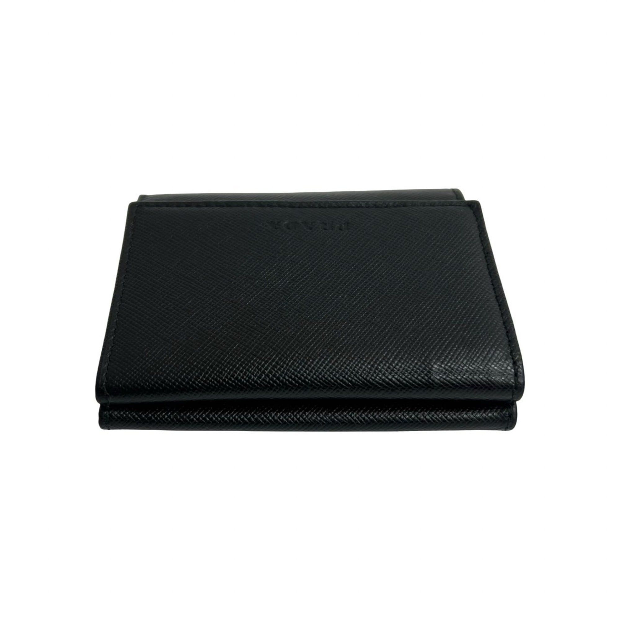 Prada PRADA Saffiano Leather Tri-fold Wallet, Black, Item No. 23040 Size ONE SIZE - 3 Thumbnail