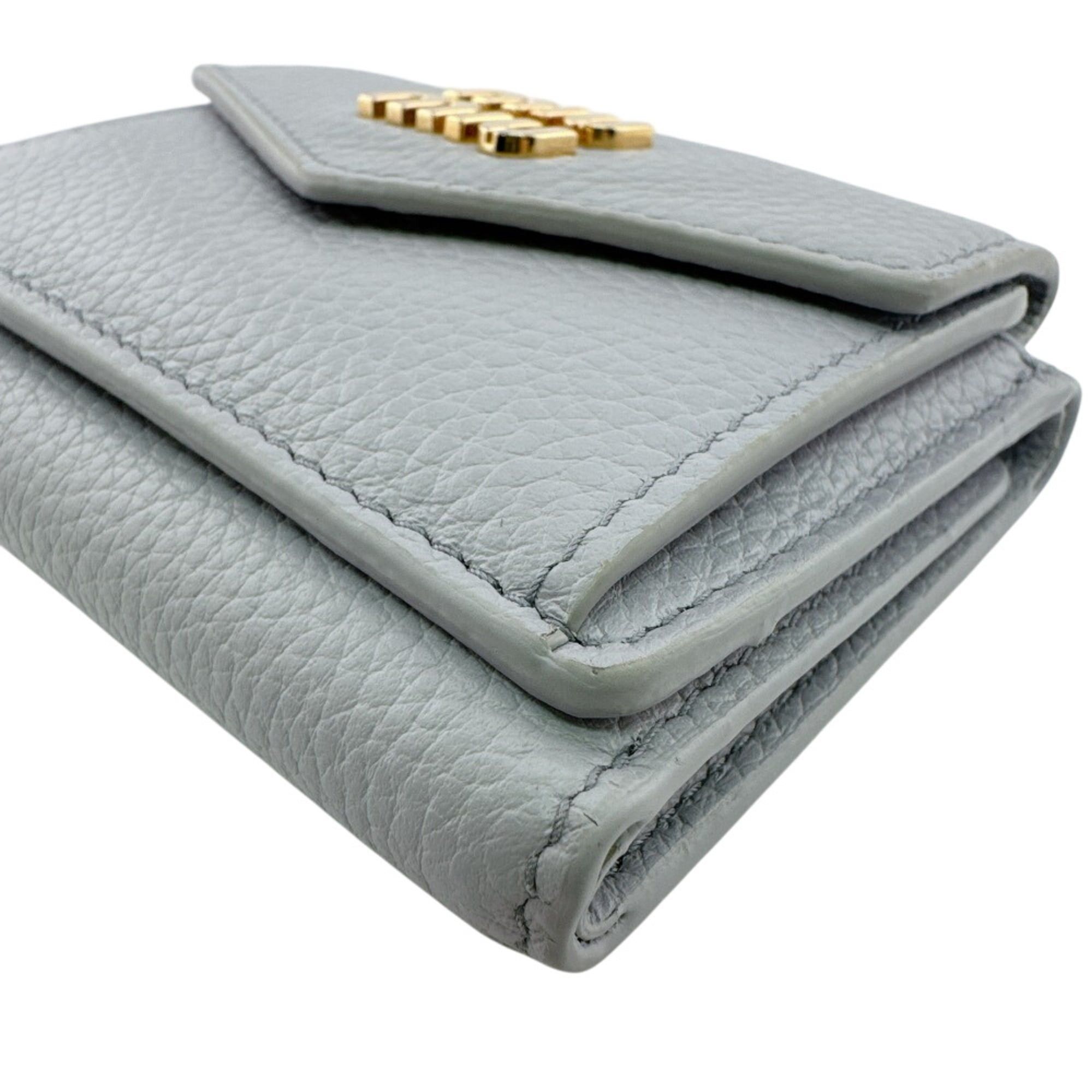 Miu Miu Miu Miu MIUMIU 5MH021 Compact Wallet Logo Tri-fold Blue Size ONE SIZE - 4 Thumbnail