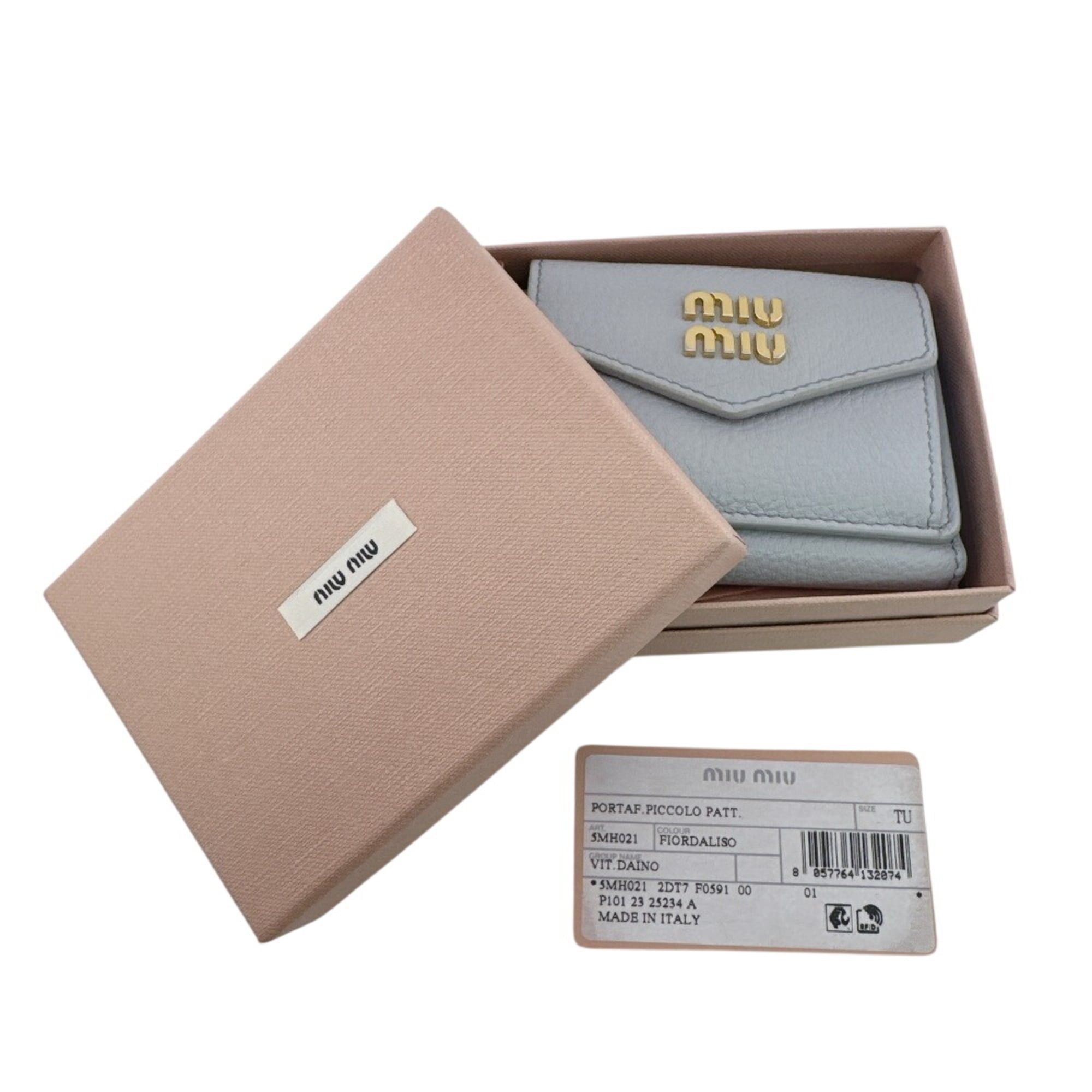 Miu Miu Miu Miu MIUMIU 5MH021 Compact Wallet Logo Tri-fold Blue Size ONE SIZE - 11 Thumbnail