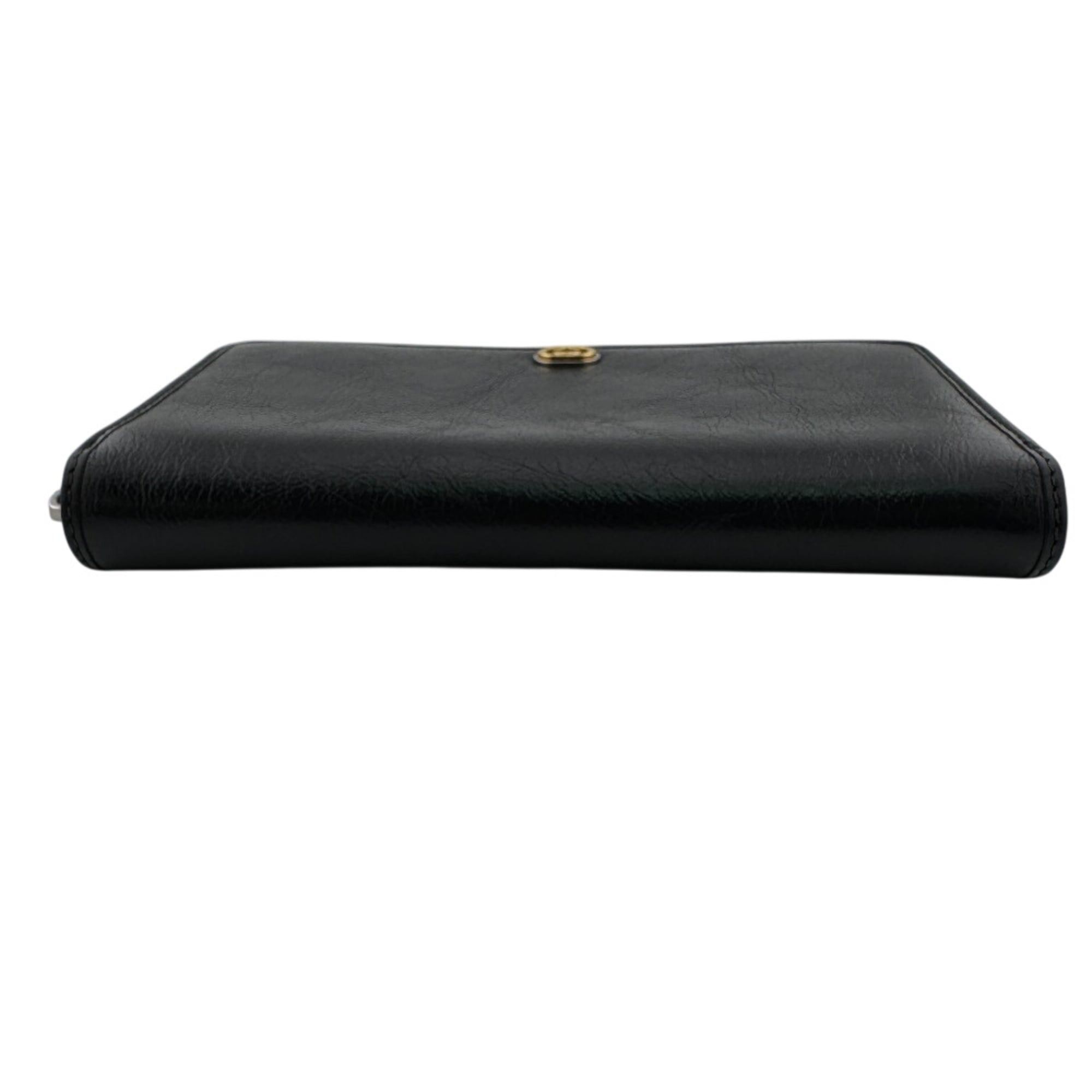 Gucci GUCCI 575988 Round Zip Interlocking G Long Wallet, Card Holder, Coin Purse, Black Size ONE SIZE - 7 Thumbnail