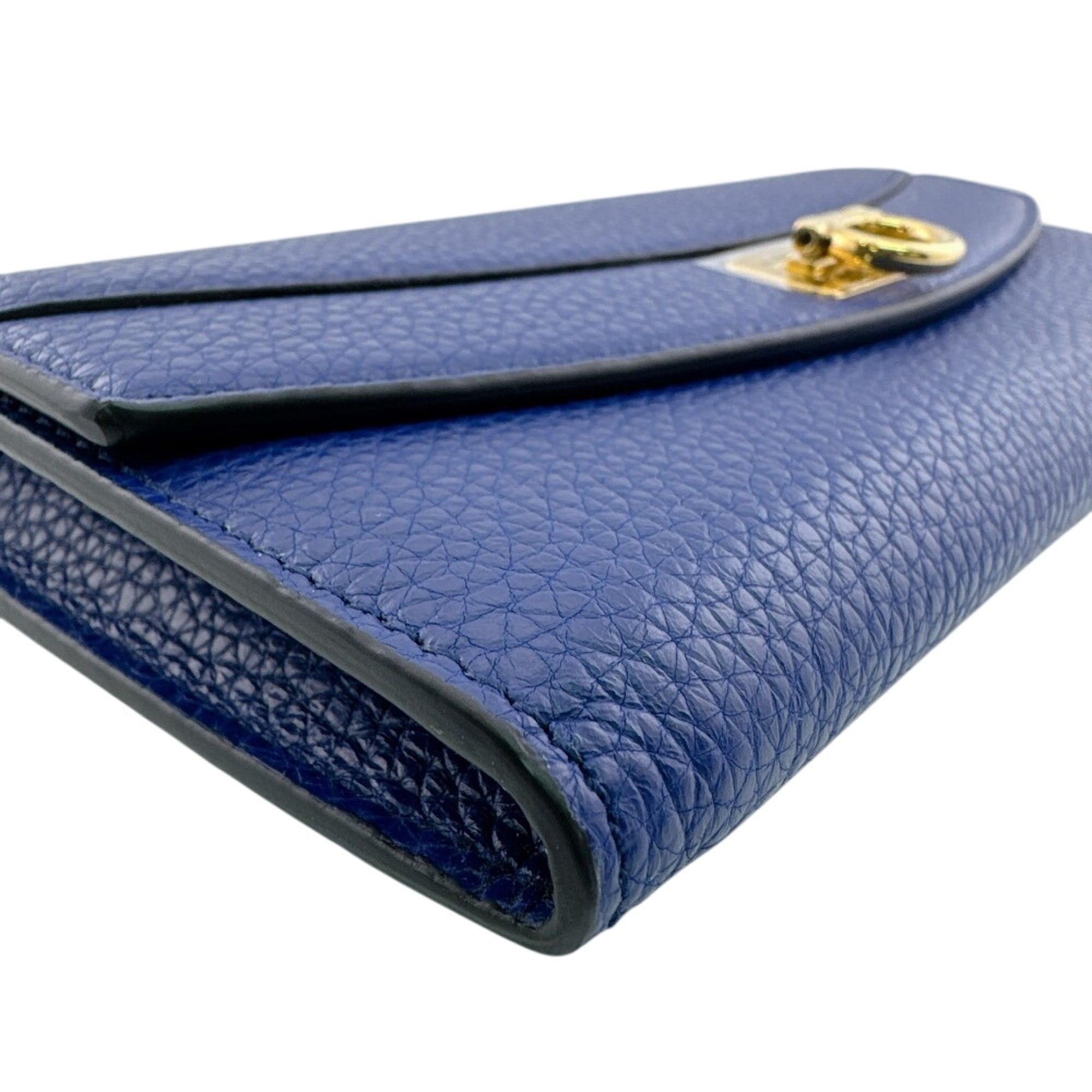 Salvatore Ferragamo Salvatore Ferragamo 220023CALF Gancini Hardware Long Wallet, Card Holder, Coin Purse, Navy Size ONE SIZE - 5 Thumbnail