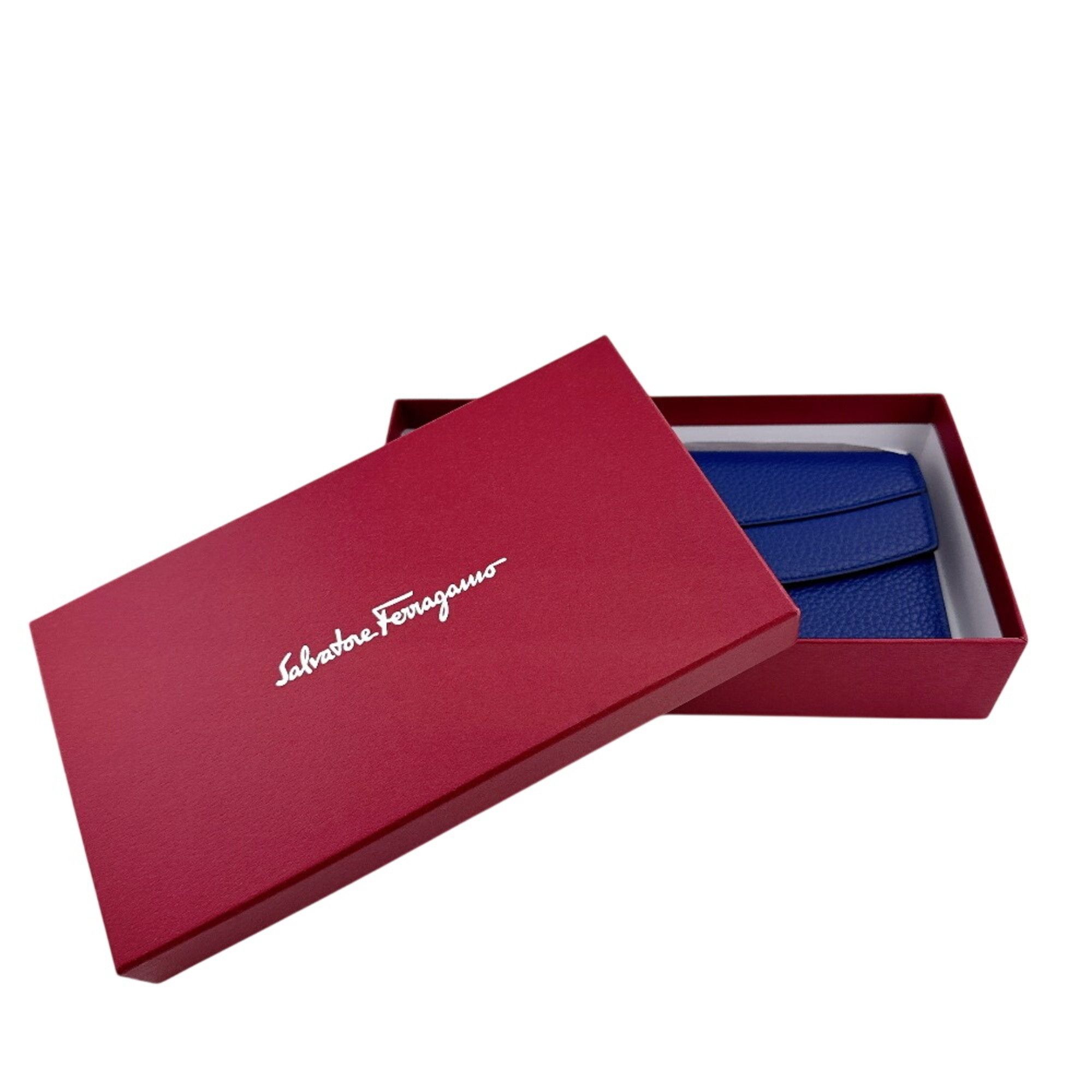 Salvatore Ferragamo Salvatore Ferragamo 220023CALF Gancini Hardware Long Wallet, Card Holder, Coin Purse, Navy Size ONE SIZE - 14 Thumbnail