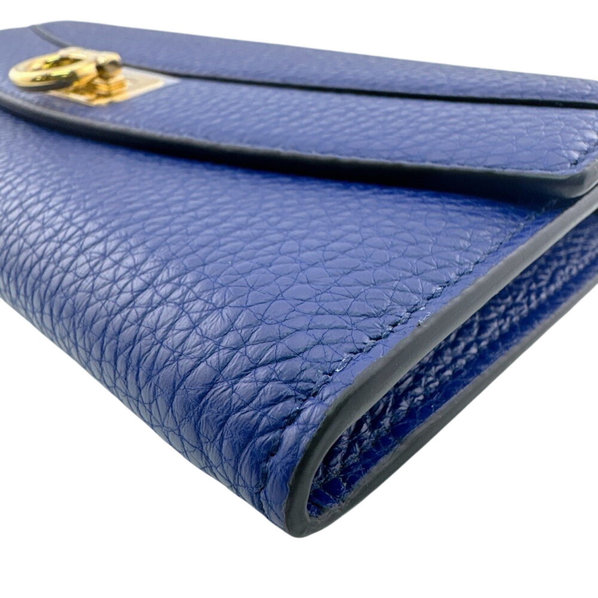 Salvatore Ferragamo Salvatore Ferragamo 220023CALF Gancini Hardware Long Wallet, Card Holder, Coin Purse, Navy Size ONE SIZE - 4 Thumbnail