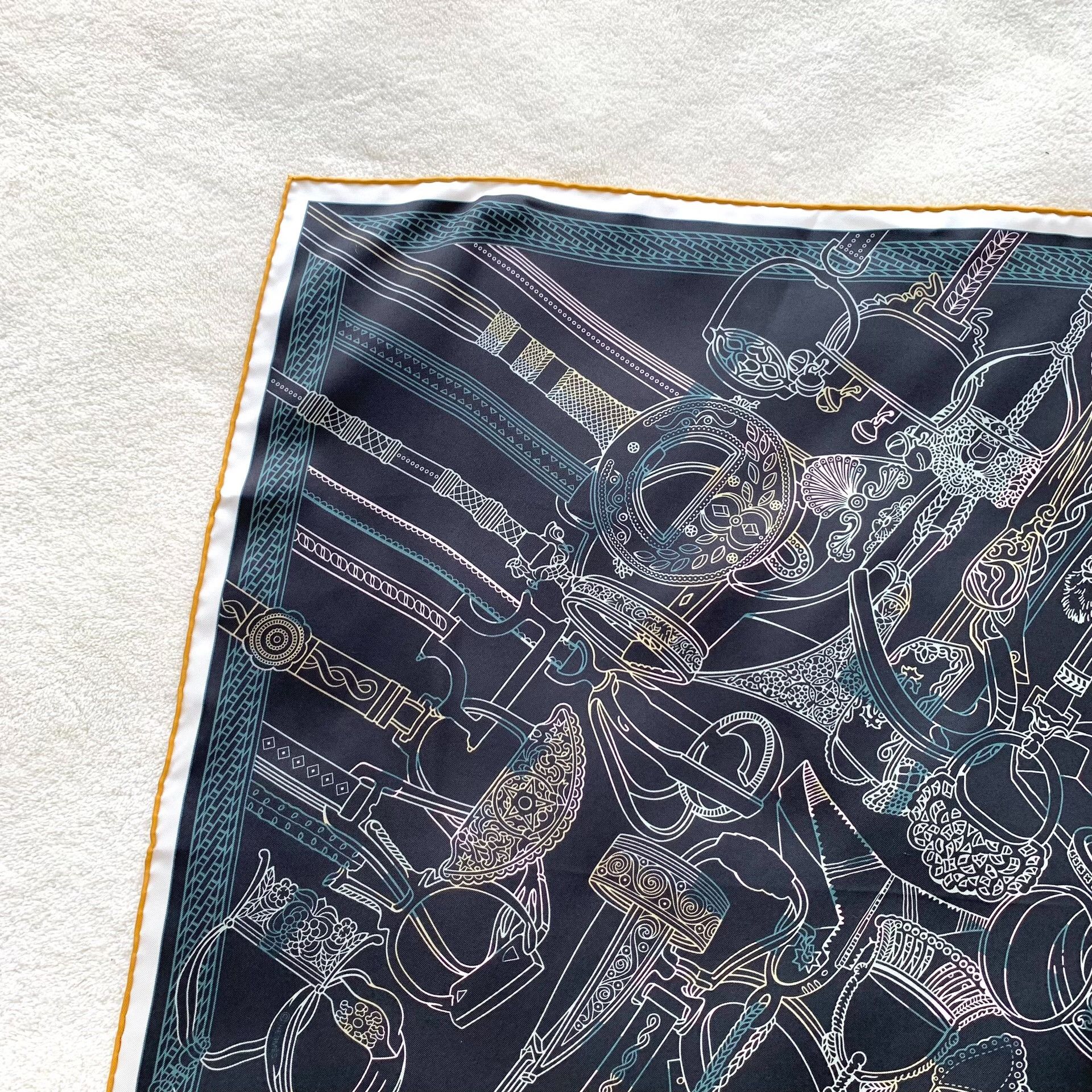 Hermes Hermes Printed Graphic Blue Scarf 65 Men Size ONE SIZE - 3 Thumbnail