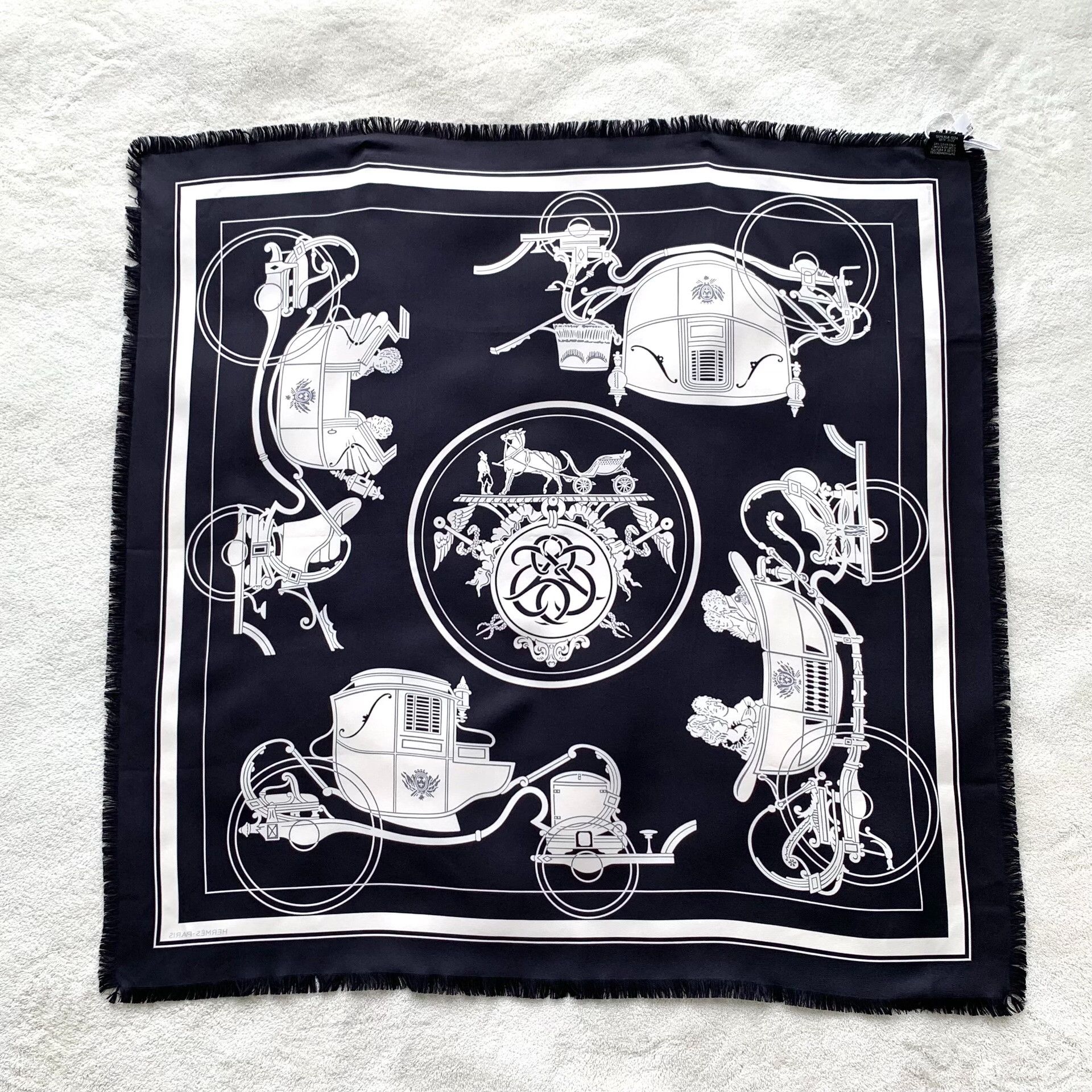 Hermes Hermes Black Scarf 37 Men Size ONE SIZE - 2 Thumbnail
