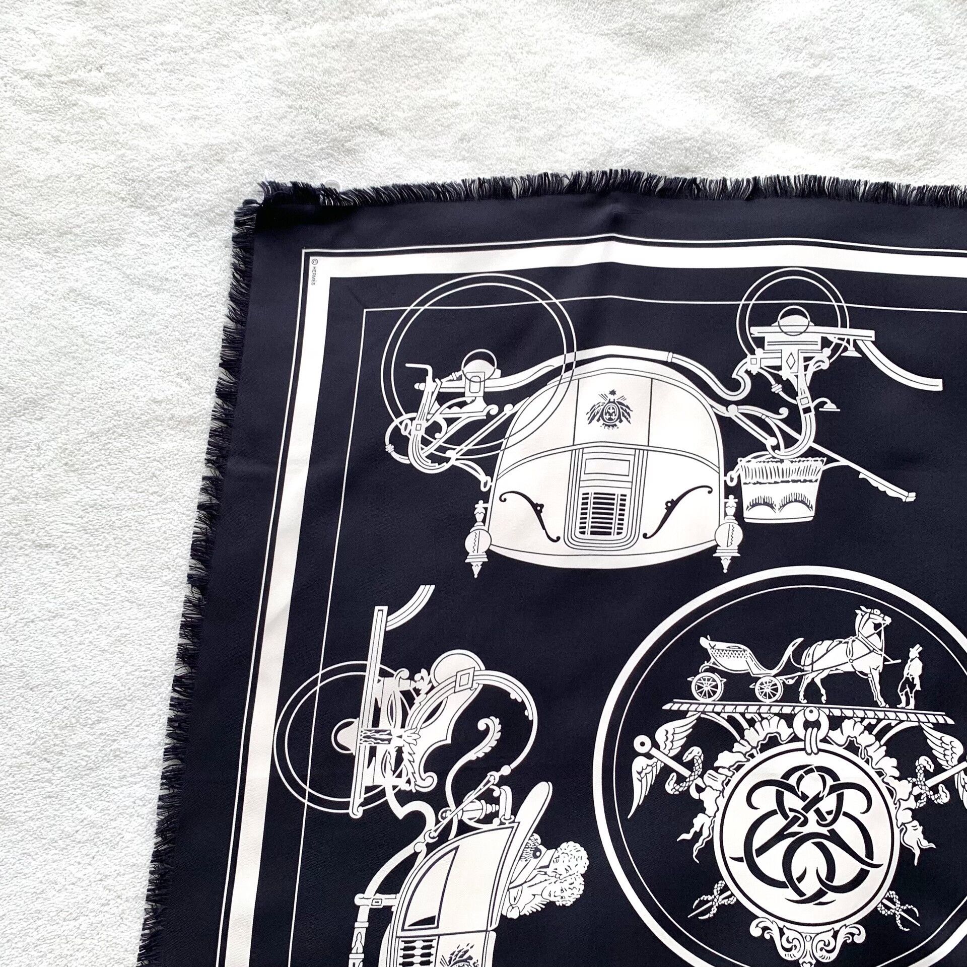 Hermes Hermes Black Scarf 37 Men Size ONE SIZE - 3 Thumbnail
