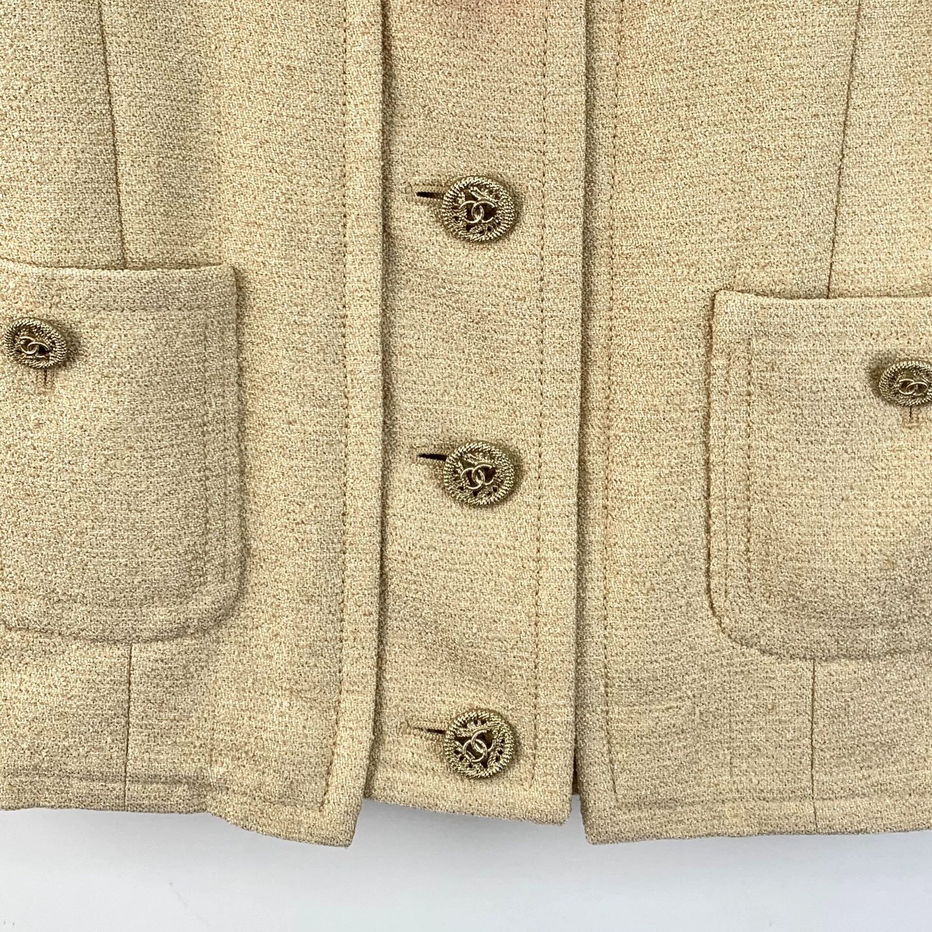 Chanel Chanel Cropped Beige Jacket XXS Women Size XXS / US 00 / IT 34 - 4 Thumbnail