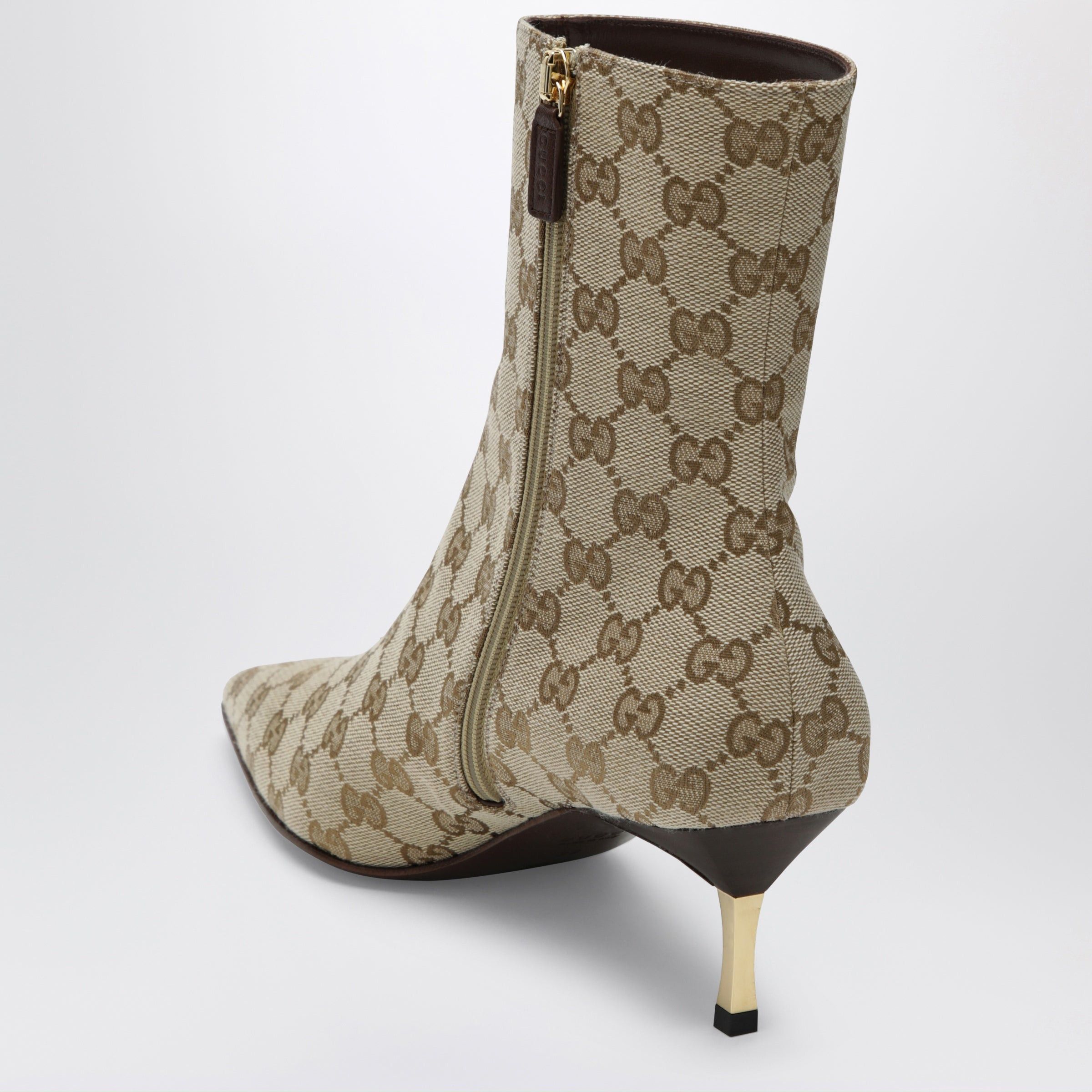 Gucci Gucci Bombshell Ankle Boot In Gg Fabric Sand/Dark Brown Size US 8 / IT 38 - 2 Thumbnail