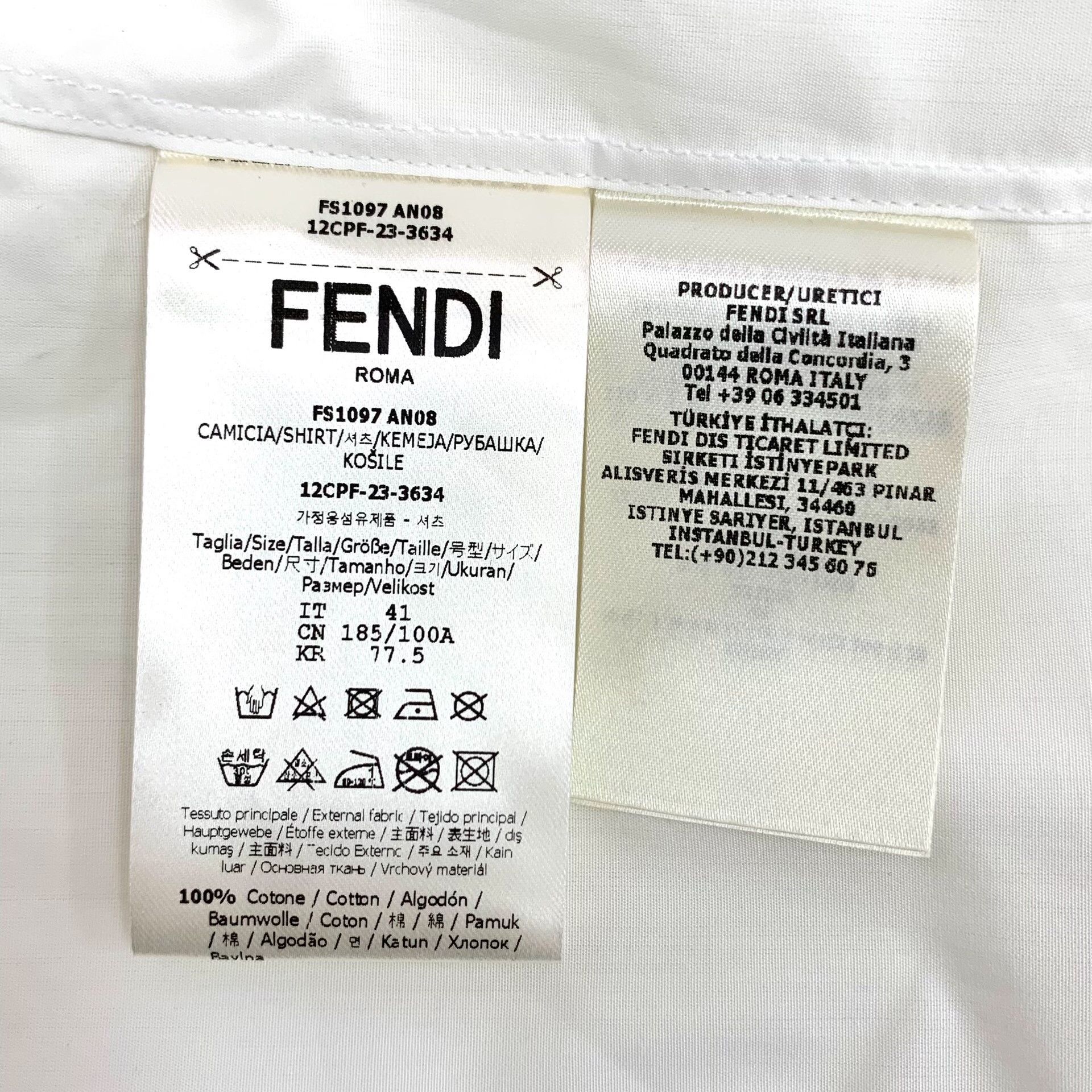 Fendi Fendi Cotton White Shirt 23 Men Size US XS / EU 42 / 0 - 7 Thumbnail
