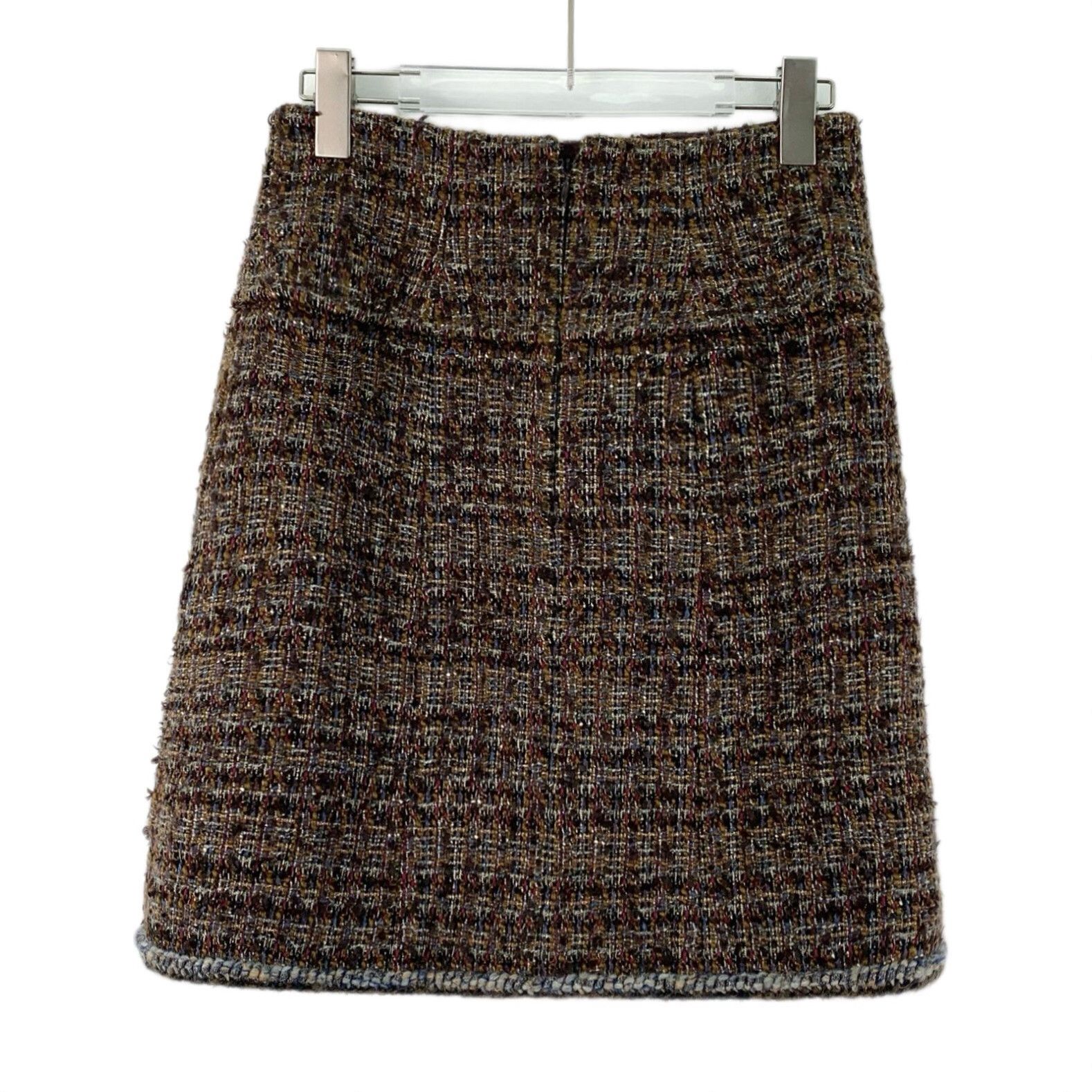 Chanel Chanel Knit Plaid Brown Skirt M Women Size 28" / US 6 / IT 42 - 2 Thumbnail