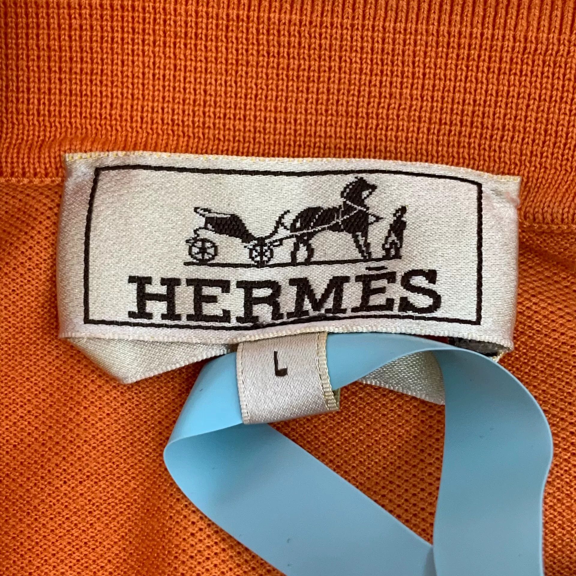 Hermes Hermes Cotton Embroidered Orange Polo L Men Size US L / EU 52-54 / 3 - 5 Thumbnail