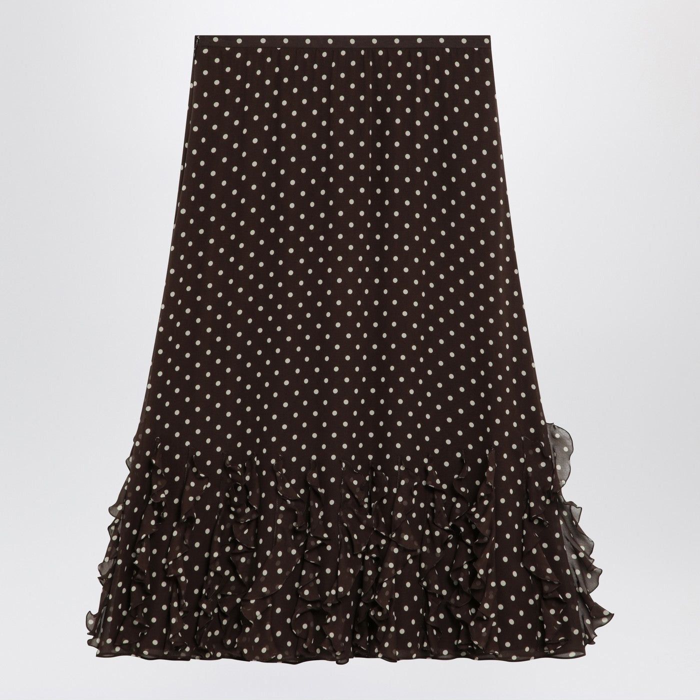 Valentino Valentino Brown Silk Skirt With Plusdepois Motif Size 30" / US 8 / IT 44 - 2 Thumbnail