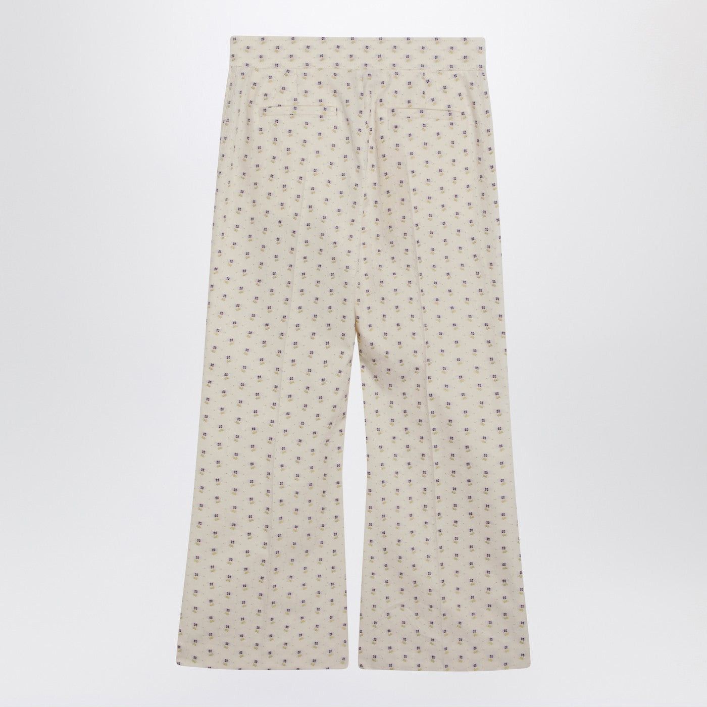 Valentino Valentino Ivory Trousers With Floral Pattern Size 28" / US 6 / IT 42 - 2 Thumbnail
