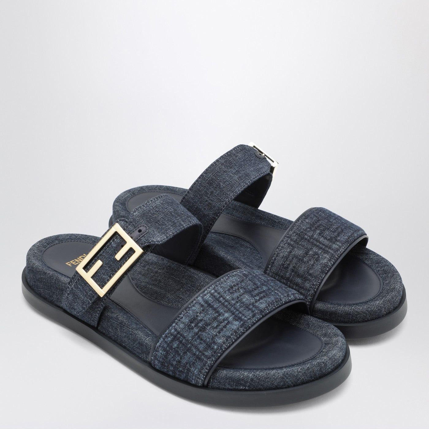 Fendi Fendi Dark Blue Denim Fabric Slides Size US 6 / IT 36 - 2 Thumbnail