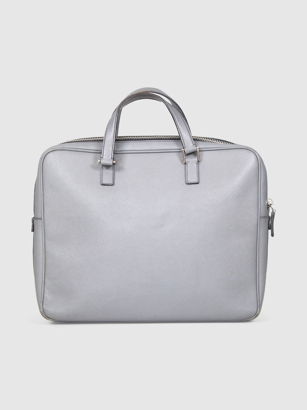 Prada Grey Saffiano Leather Briefcase Bag Size ONE SIZE - 4 Thumbnail