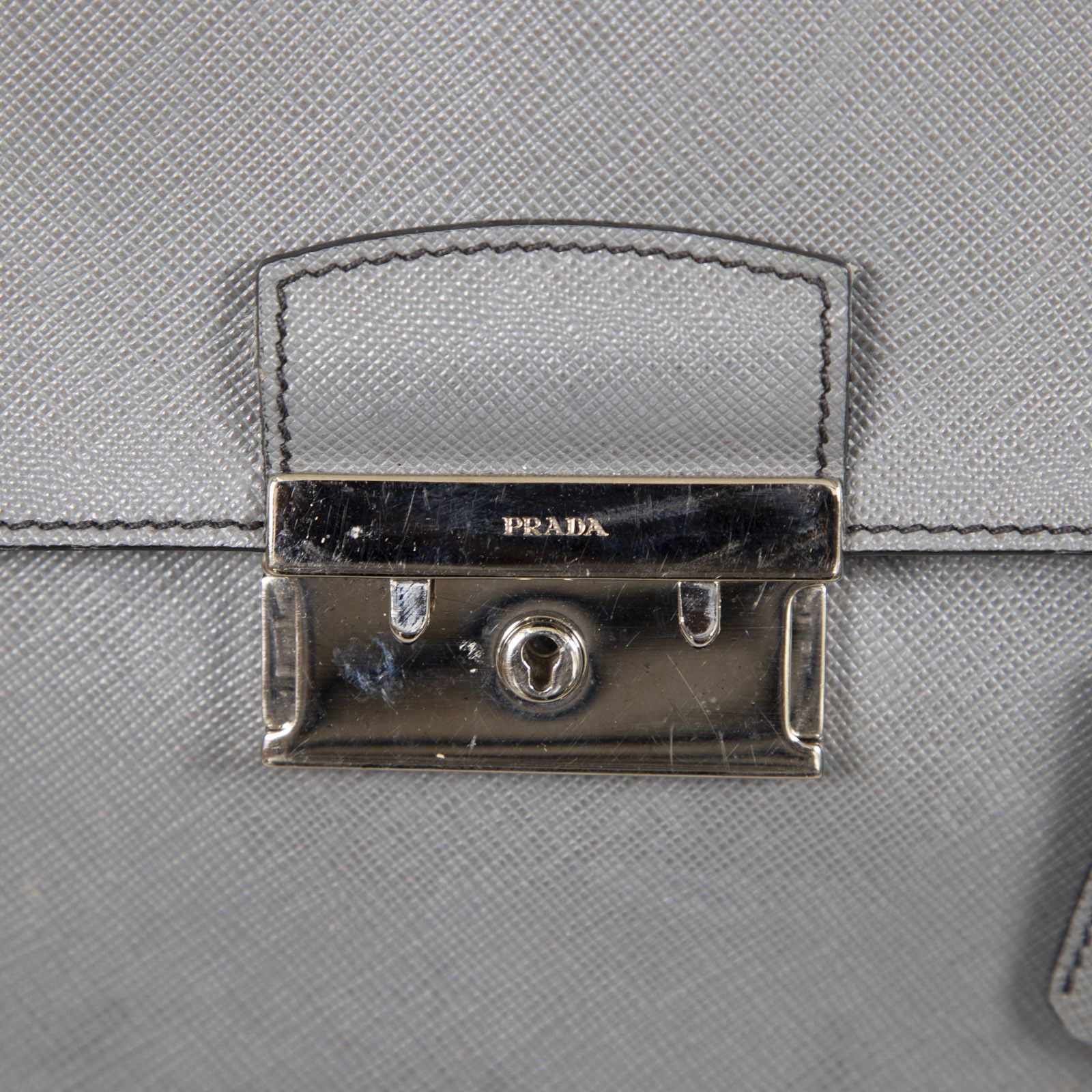 Prada Grey Saffiano Leather Briefcase Bag Size ONE SIZE - 6 Thumbnail