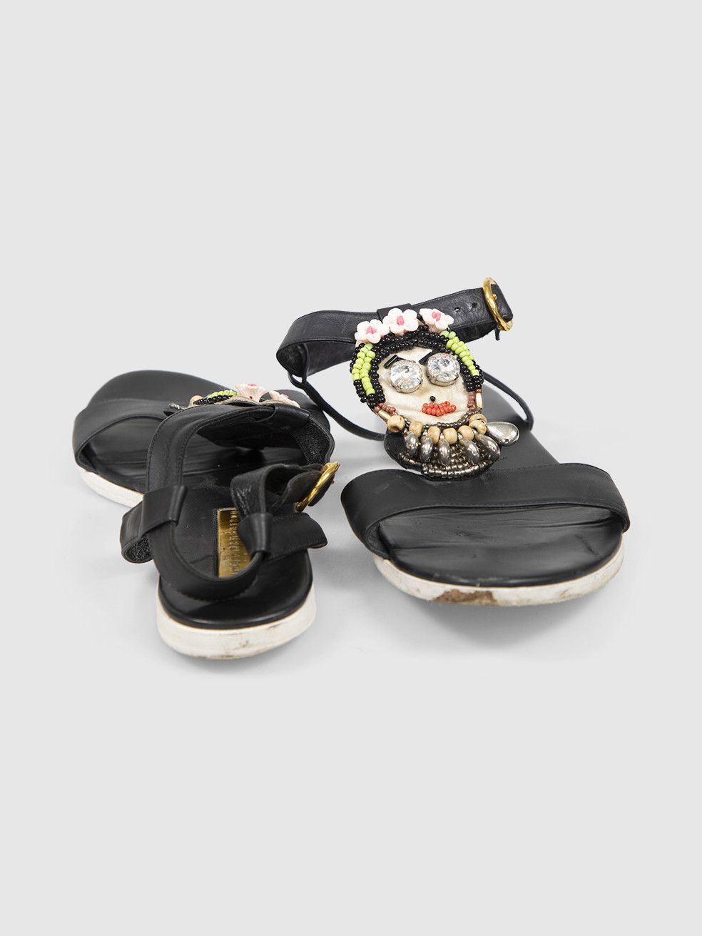 Rupert Sanderson Black Leather Cara Sandals Size US 8 / IT 38 - 3 Thumbnail